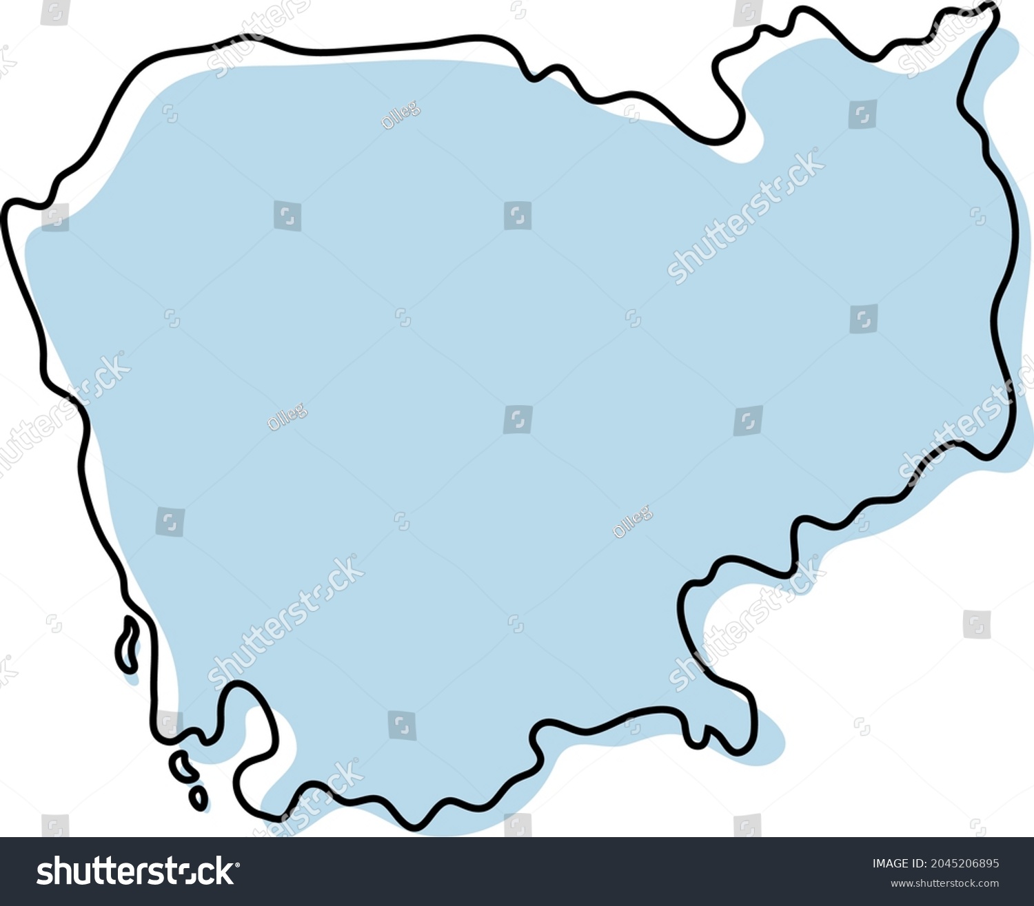 Stylized Simple Outline Map Of Cambodia Icon Royalty Free Stock