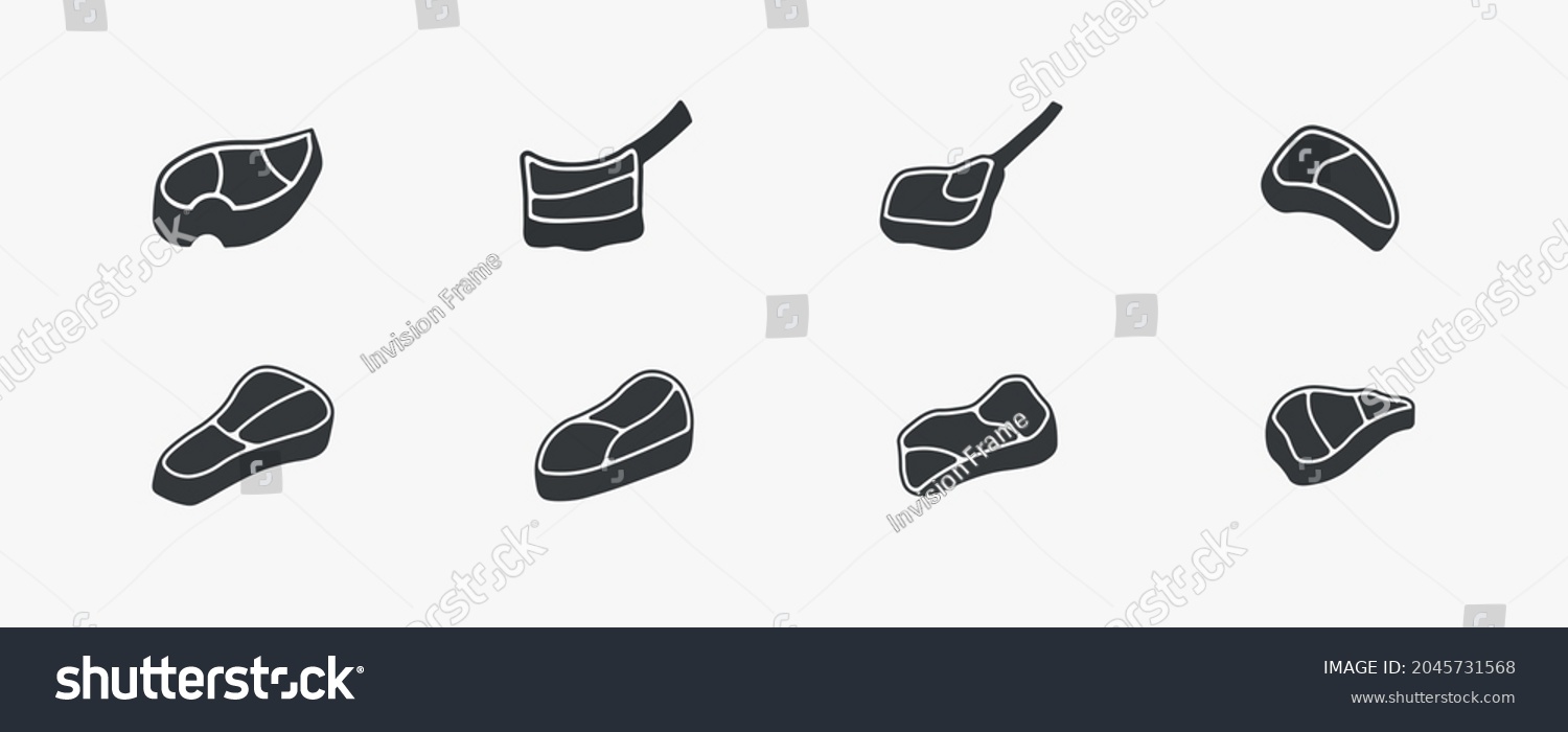 Set Of Steak Icons Porterhouse Ribeye Royalty Free Stock Vector