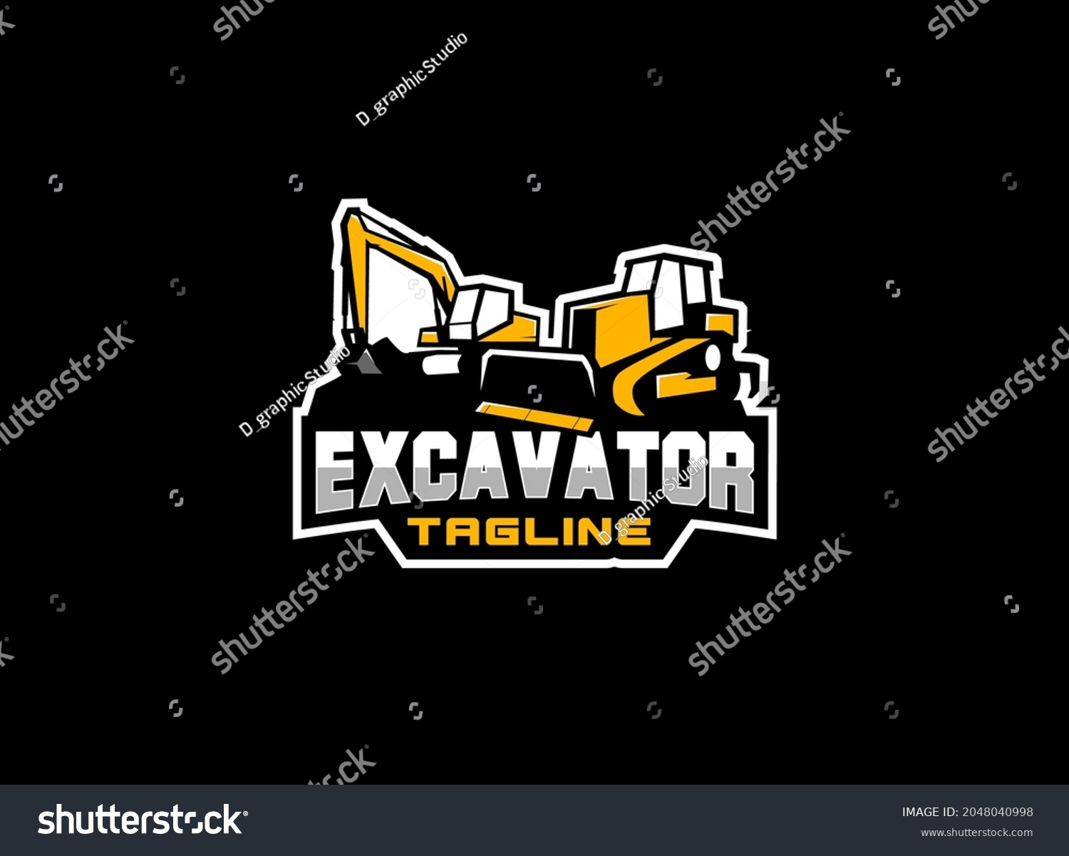 Dozer Logo Or Tractor With Excavator Vector For Royalty Free Stock