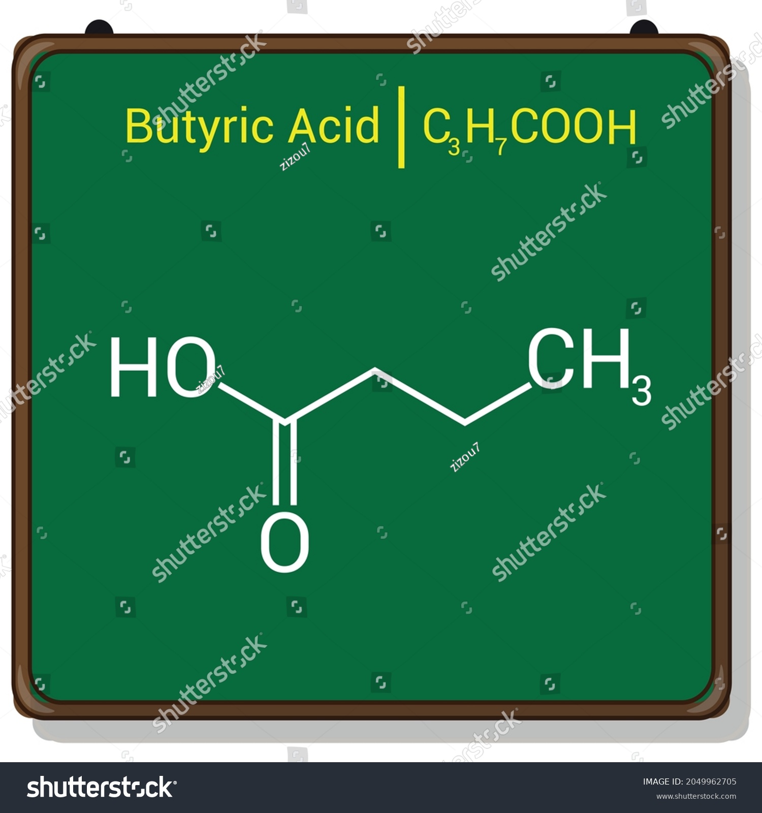 Chemical Structure Of Butyric Acid C H Cooh Royalty Free Stock