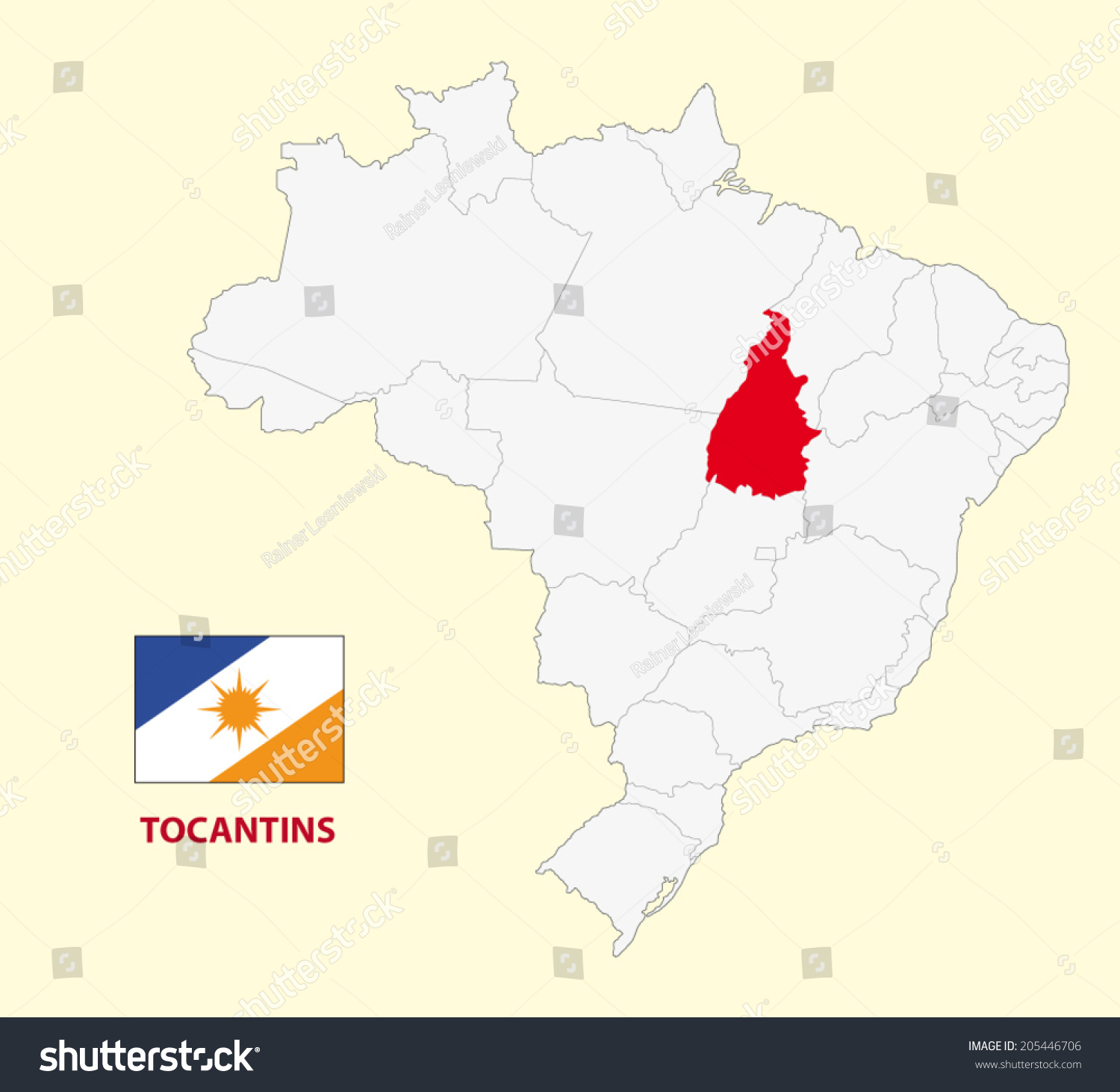 Map Of The Brazilian State Tocantins With Flag Royalty Free Stock