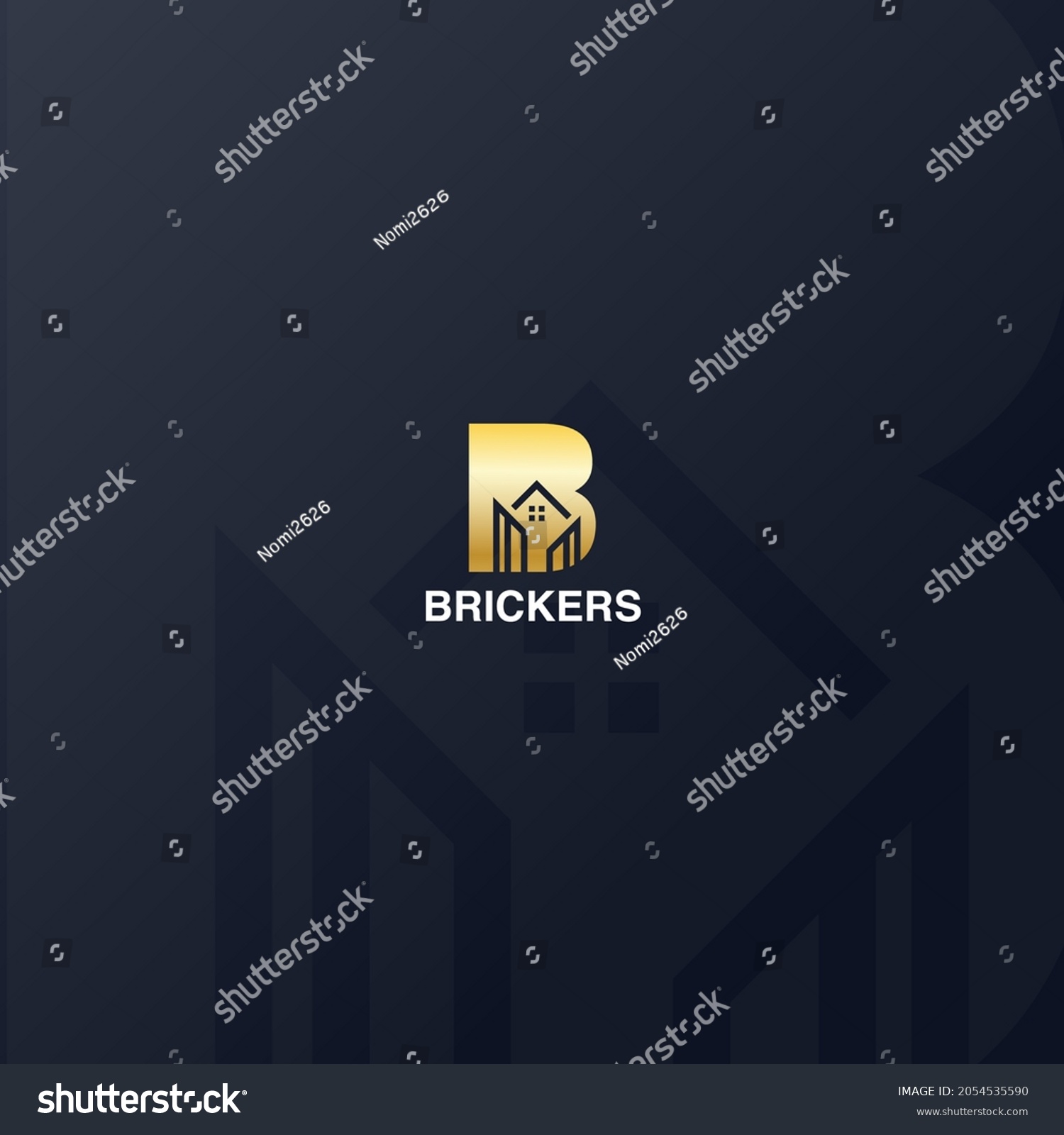 Initial Letter B Home House Golden Logo Design Royalty Free Stock