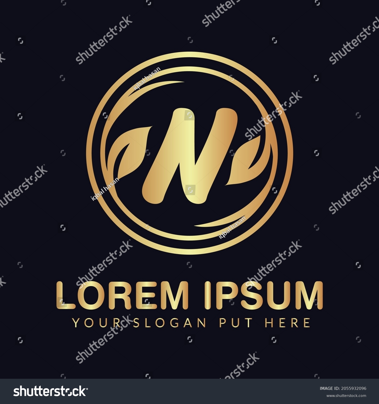 N Letter Luxury Logo Design Template Vector Royalty Free Stock Vector