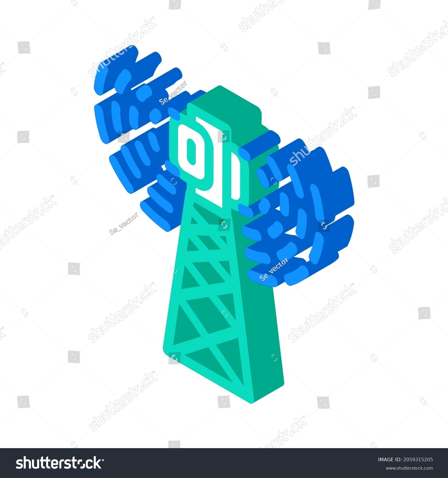 Antenna Electromagnetic Isometric Icon Vector Royalty Free Stock