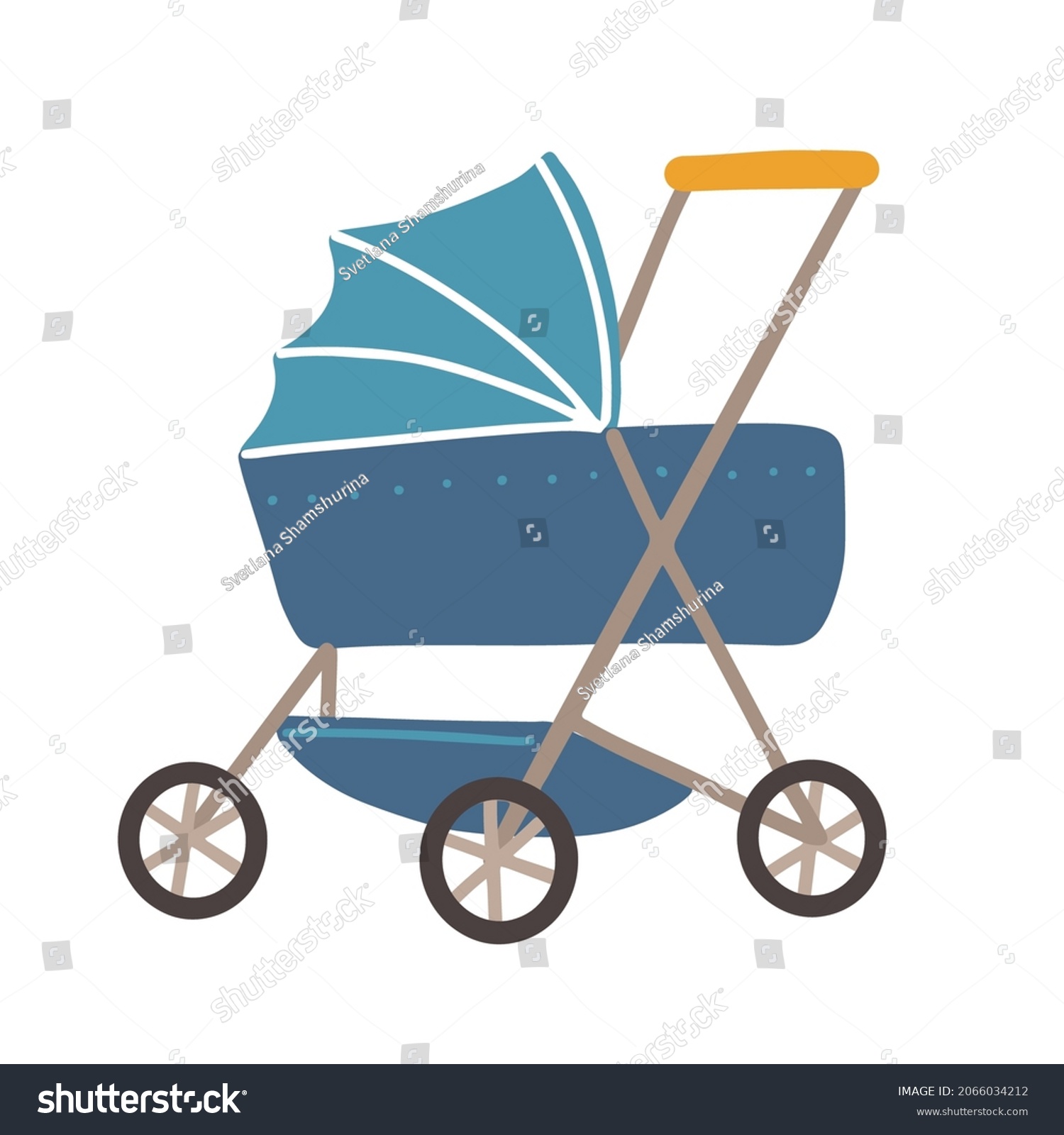 Perambulator With Wheels And Handle Isolated Royalty Free Stock