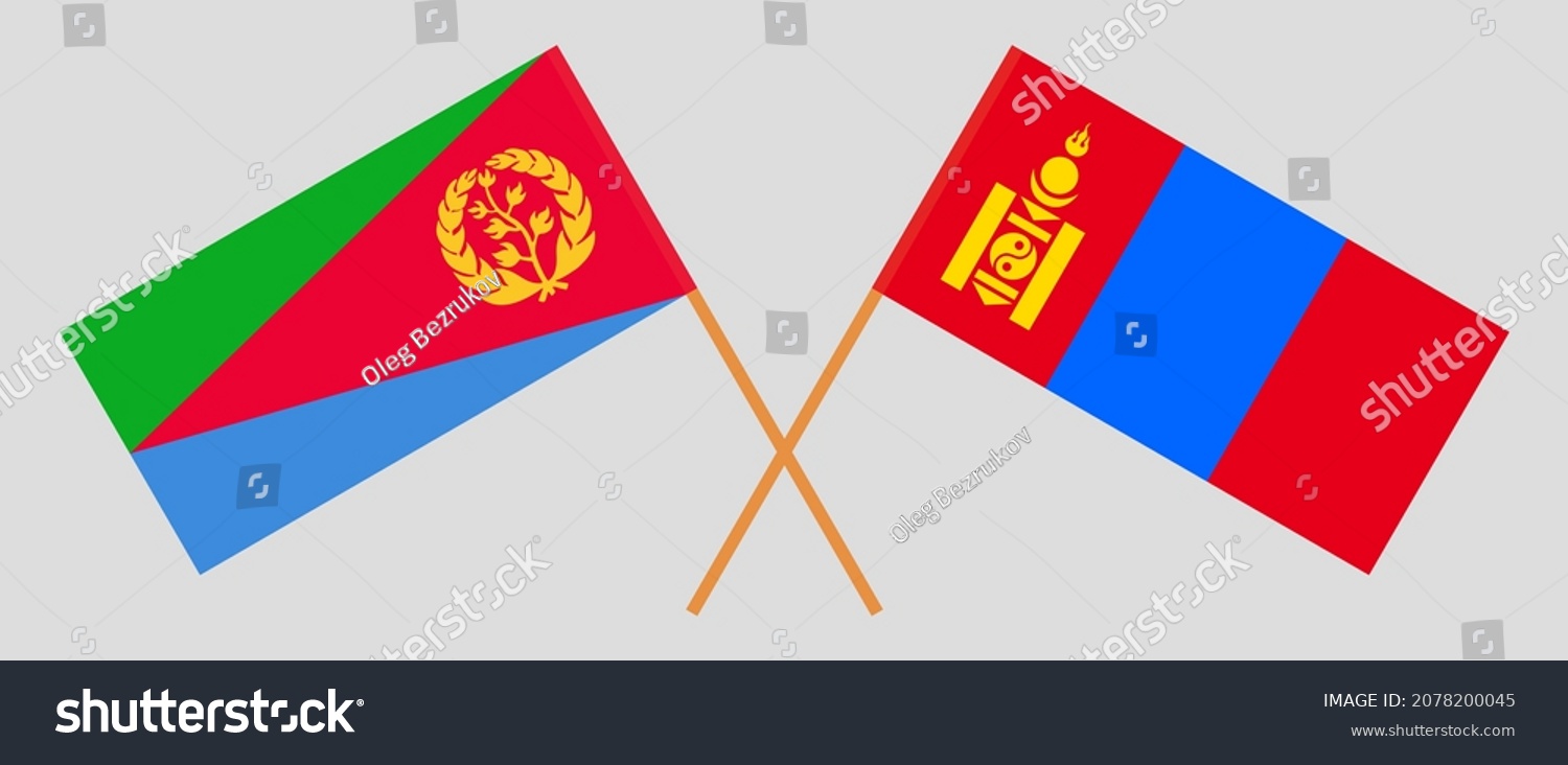 Crossed Flags Of Eritrea And Mongolia Official Royalty Free Stock