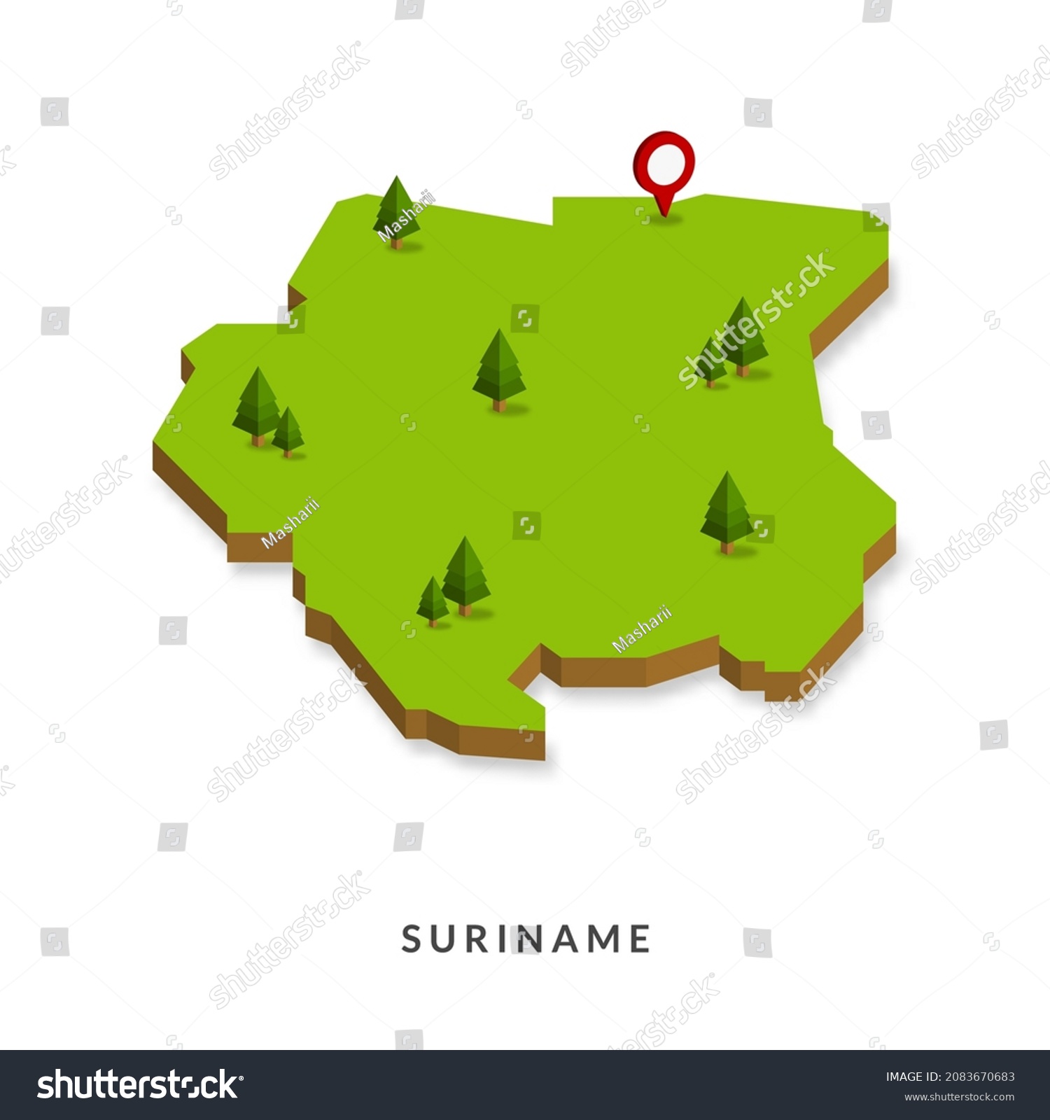 Isometric Map Of Suriname Simple D Map Vector Royalty Free Stock