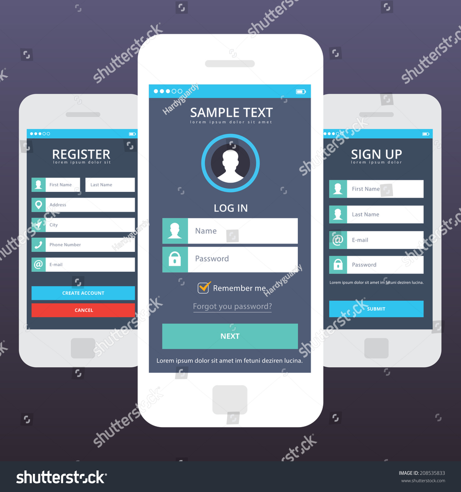 Wireframe Mobile App Ui Kit Mobile App Login Royalty Free Stock