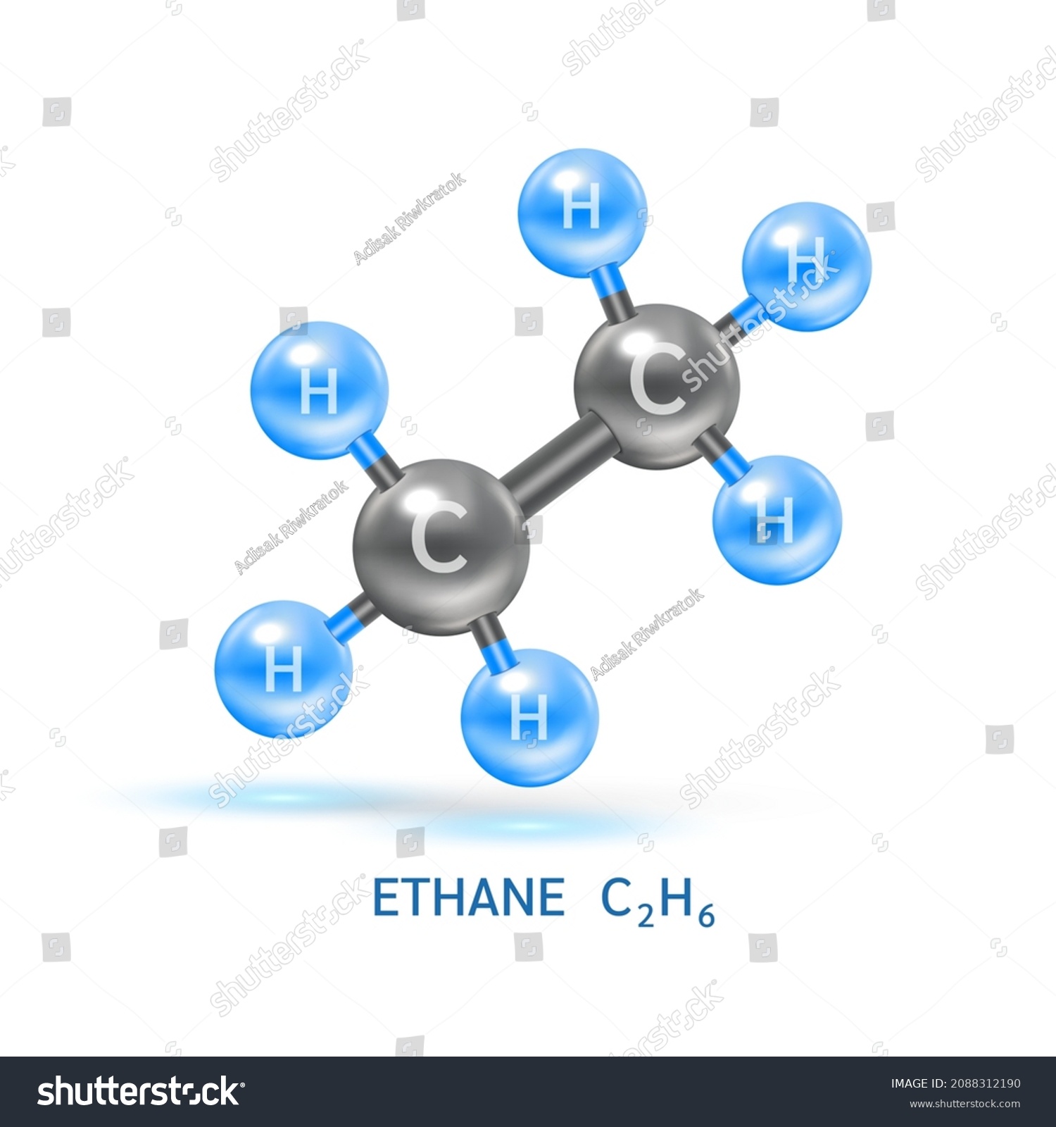 Ethane Gas Molecule Models And Physical Chemical Royalty Free Stock