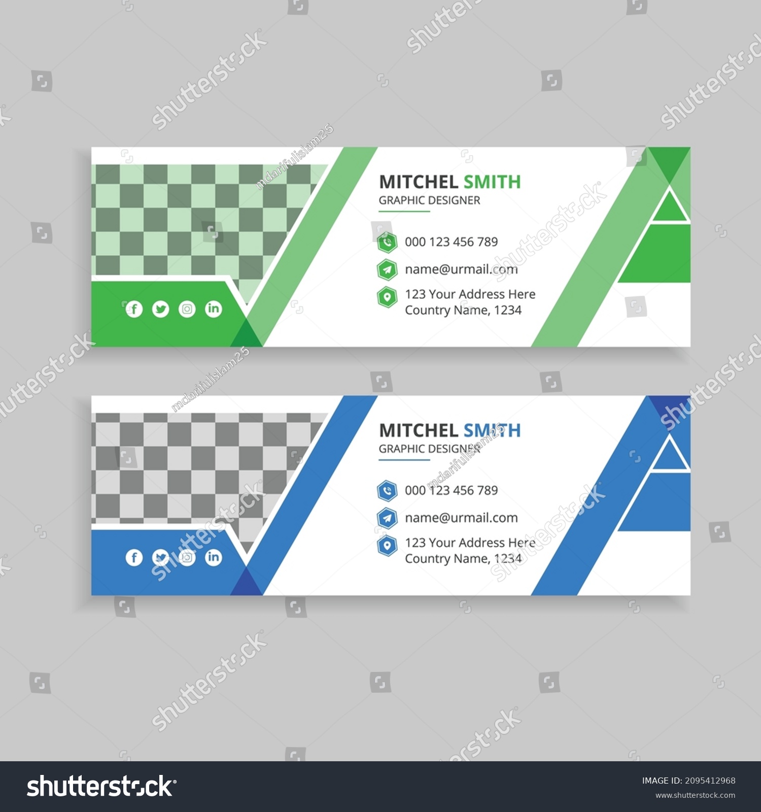 Modern Email Signature Templates Design Royalty Free Stock Vector