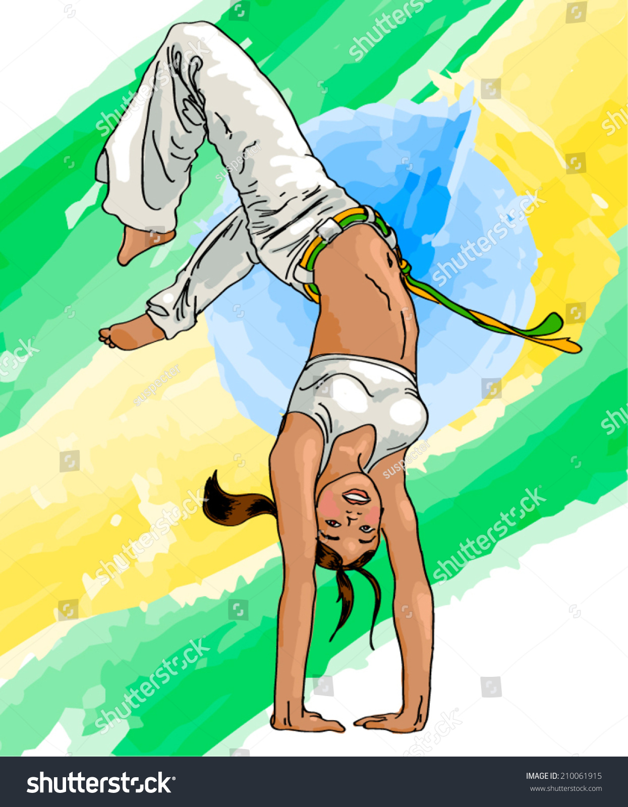 Capoeira Girl Sport Exercise Dance Royalty Free Stock Vector