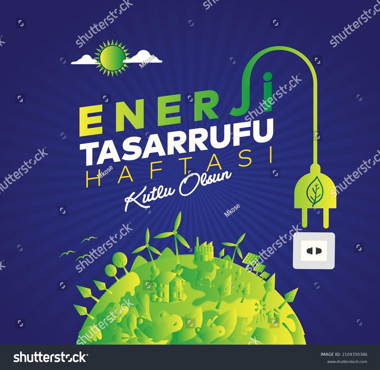 Enerji Tasarrufu Haftası Translation World Royalty Free Stock Vector