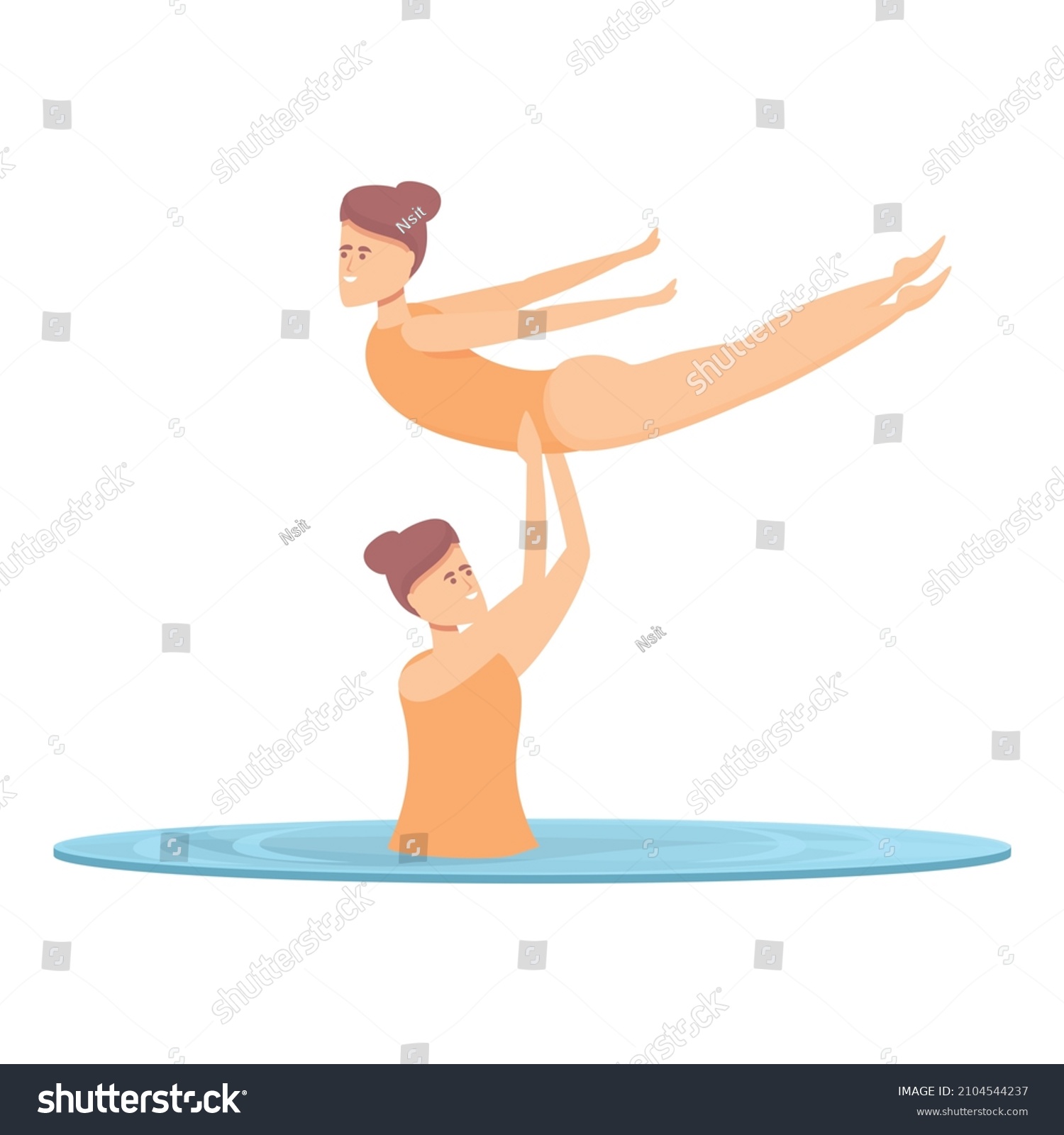 Water Synchro Swim Icon Cartoon Vector Sport Royalty Free Stock