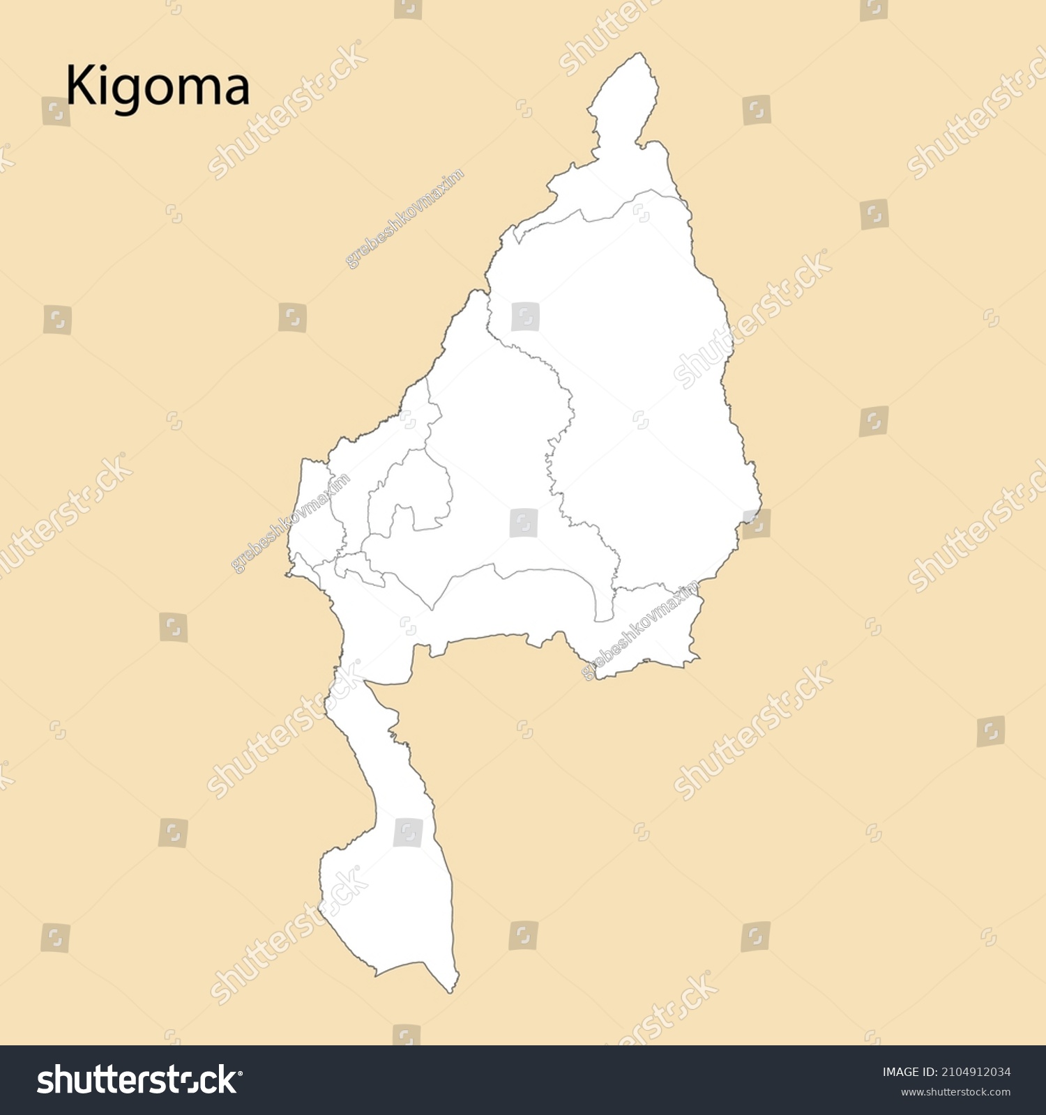 High Quality Map Of Kigoma Is A Region Of Royalty Free Stock Vector