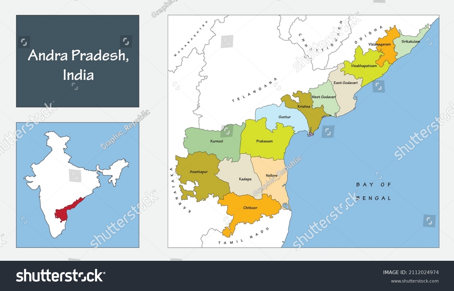 Map Of Indian State Of Andhra Pradesh With Multi Royalty Free Stock