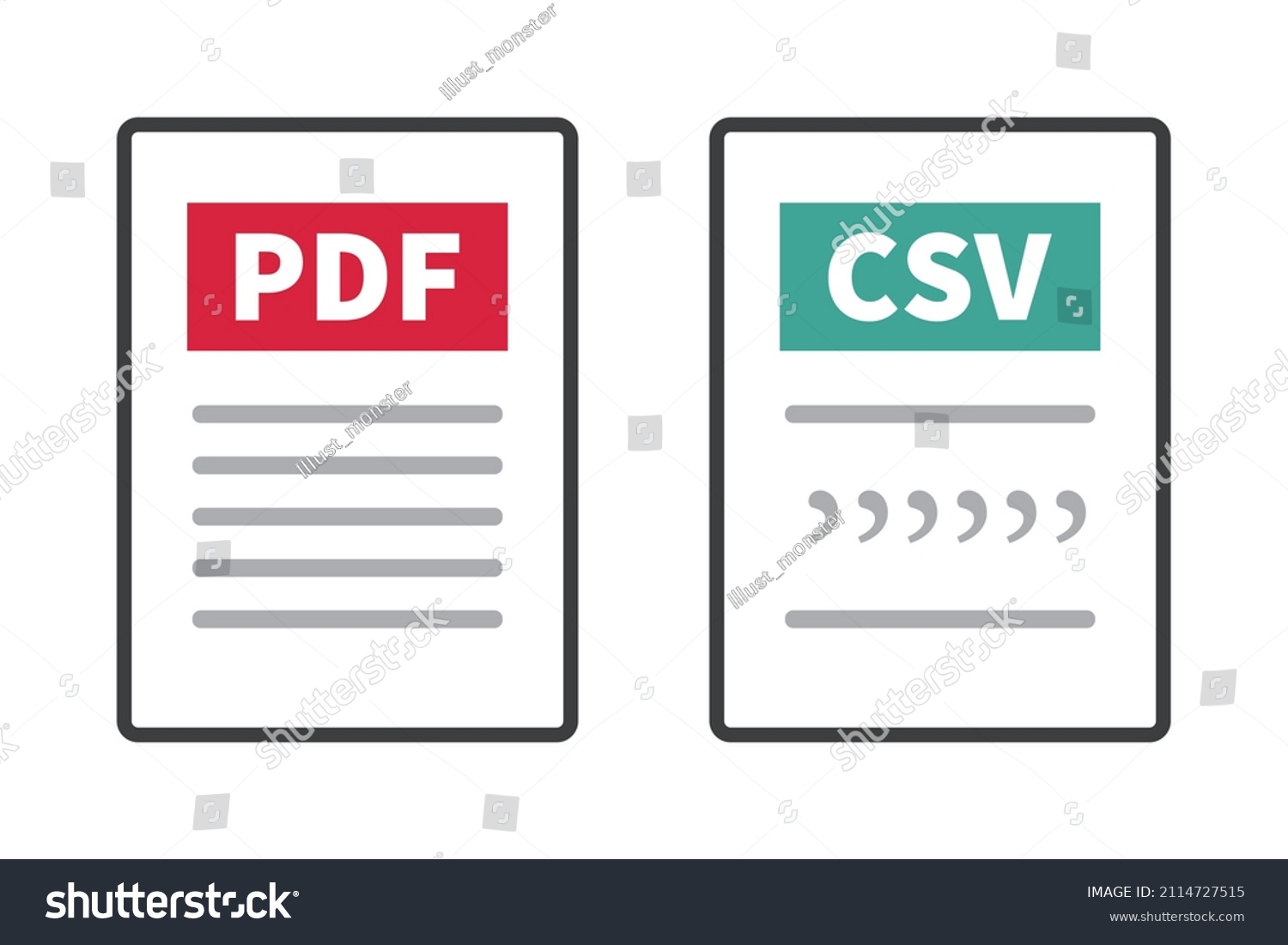 A Set Of Icons For PDF And CSV File Vector Royalty Free Stock