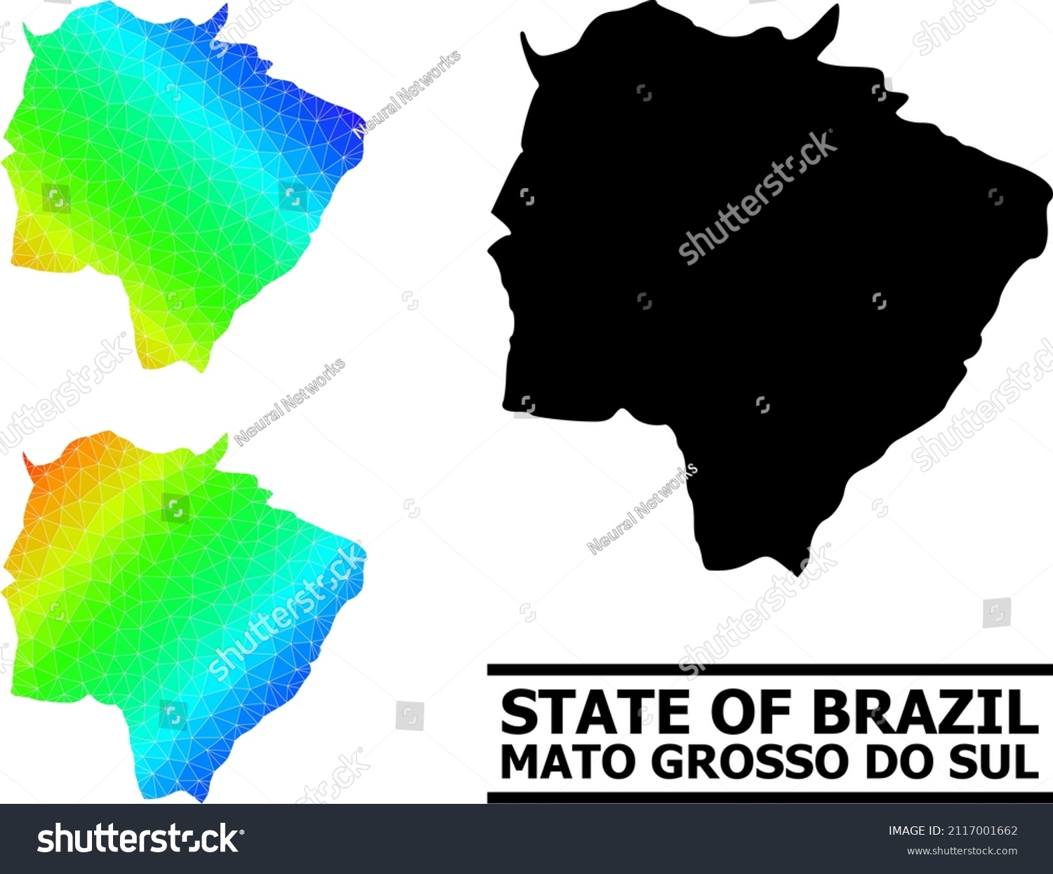 Vector Low Poly Spectral Colored Map Of Mato Royalty Free Stock