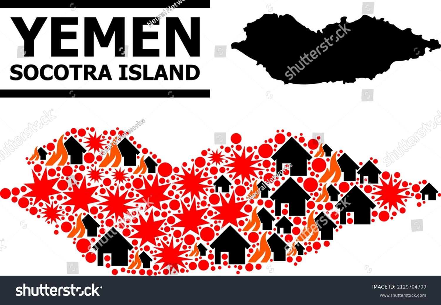 War Mosaic Vector Map Of Socotra Island Royalty Free Stock Vector