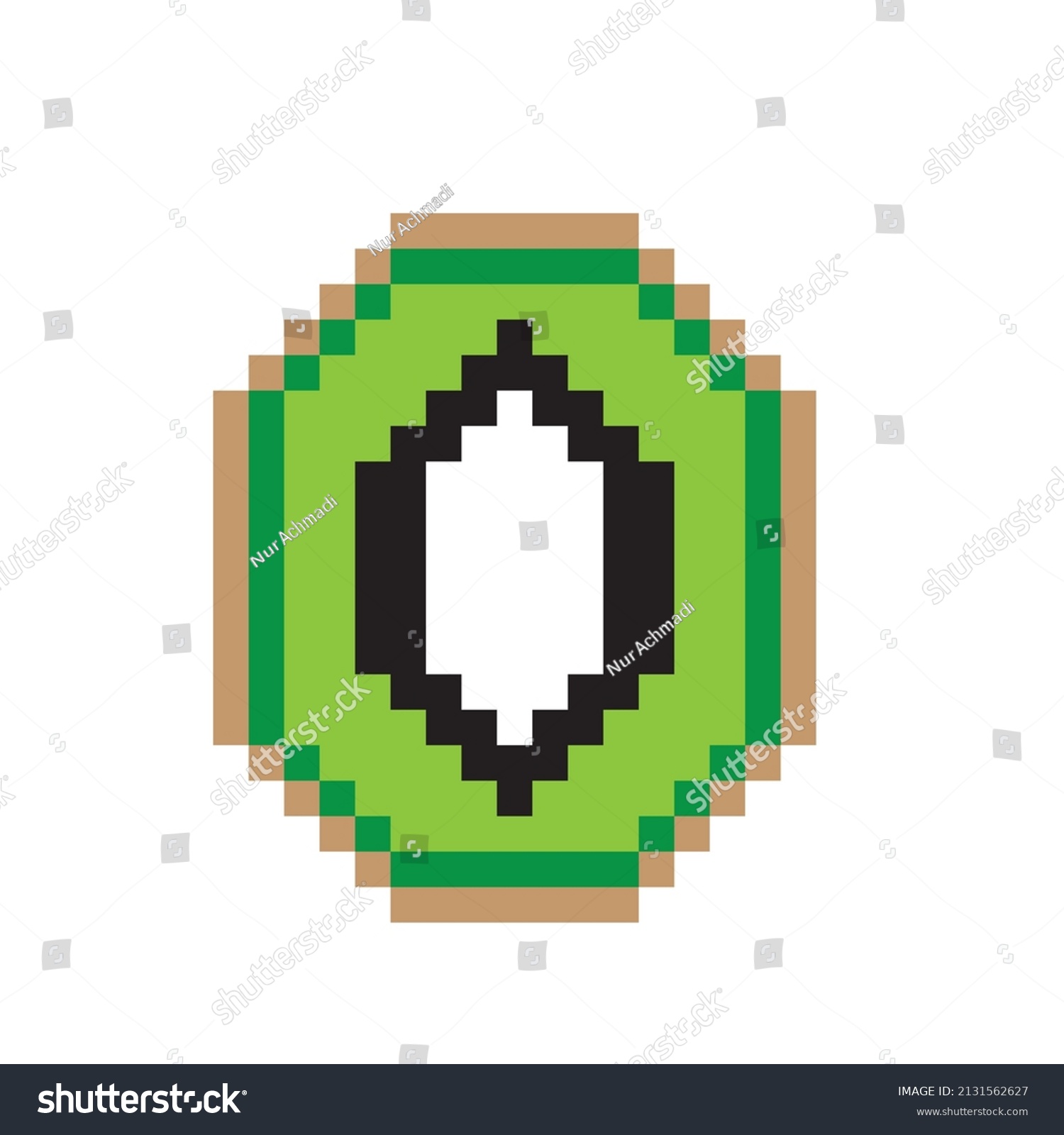 Pixel Art A Slice Of Kiwifruit Royalty Free Stock Vector