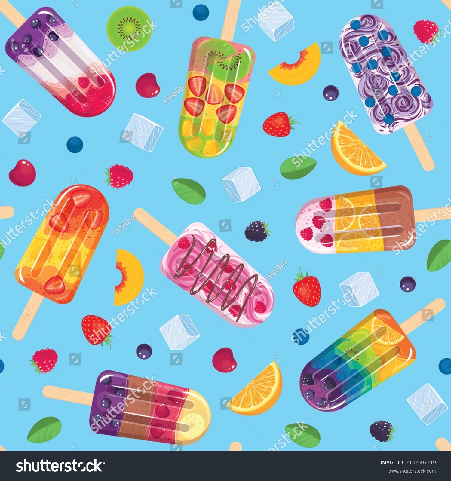 Popsicle Background With Different Fruit Ice Royalty Free Stock