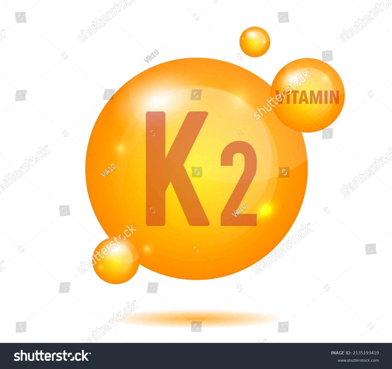 Vitamin K2 Gold Shining 3d Pill Ascorbic Acid Royalty Free Stock