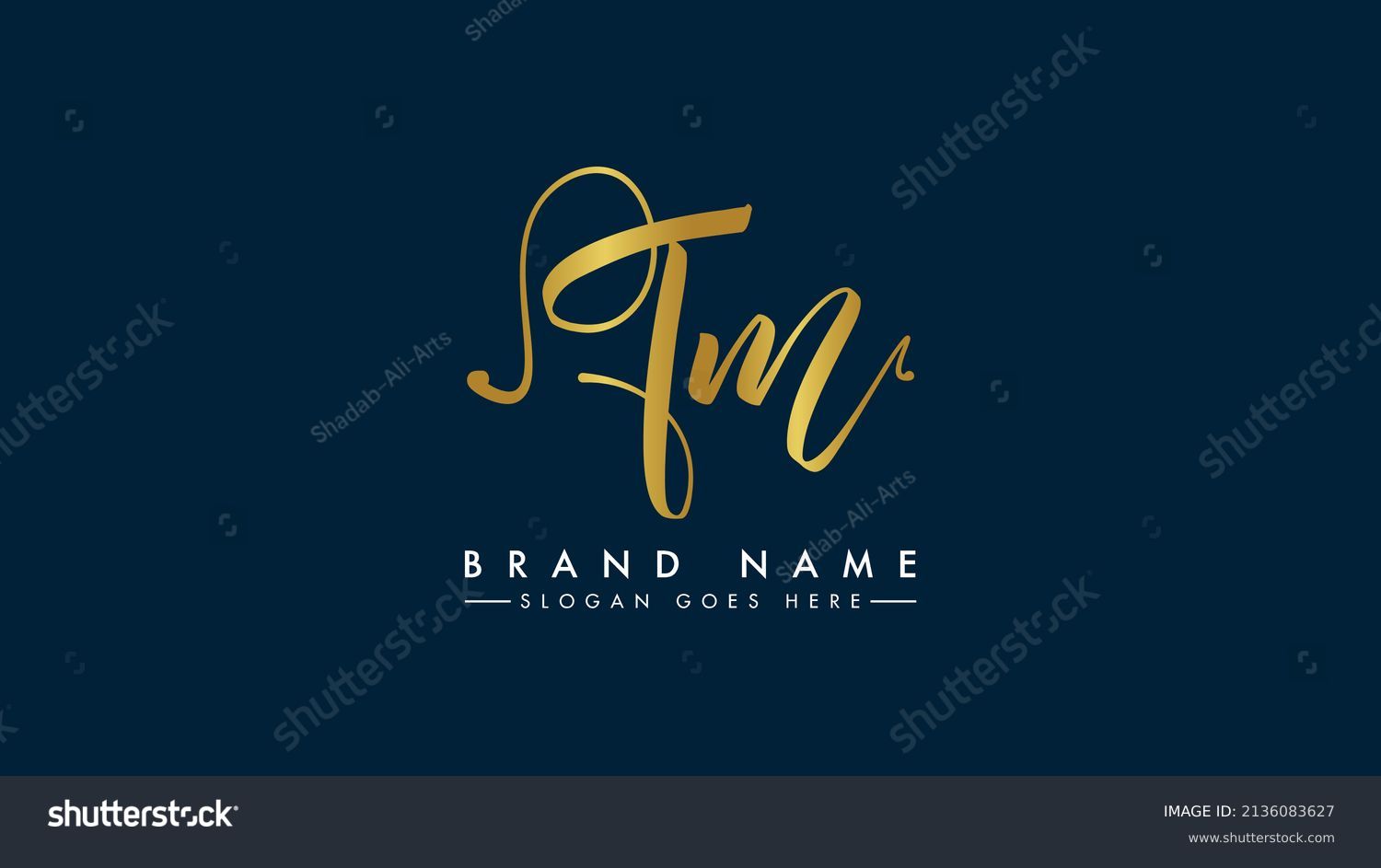 Tm Monogram Logo Golden Signature Style Royalty Free Stock Vector