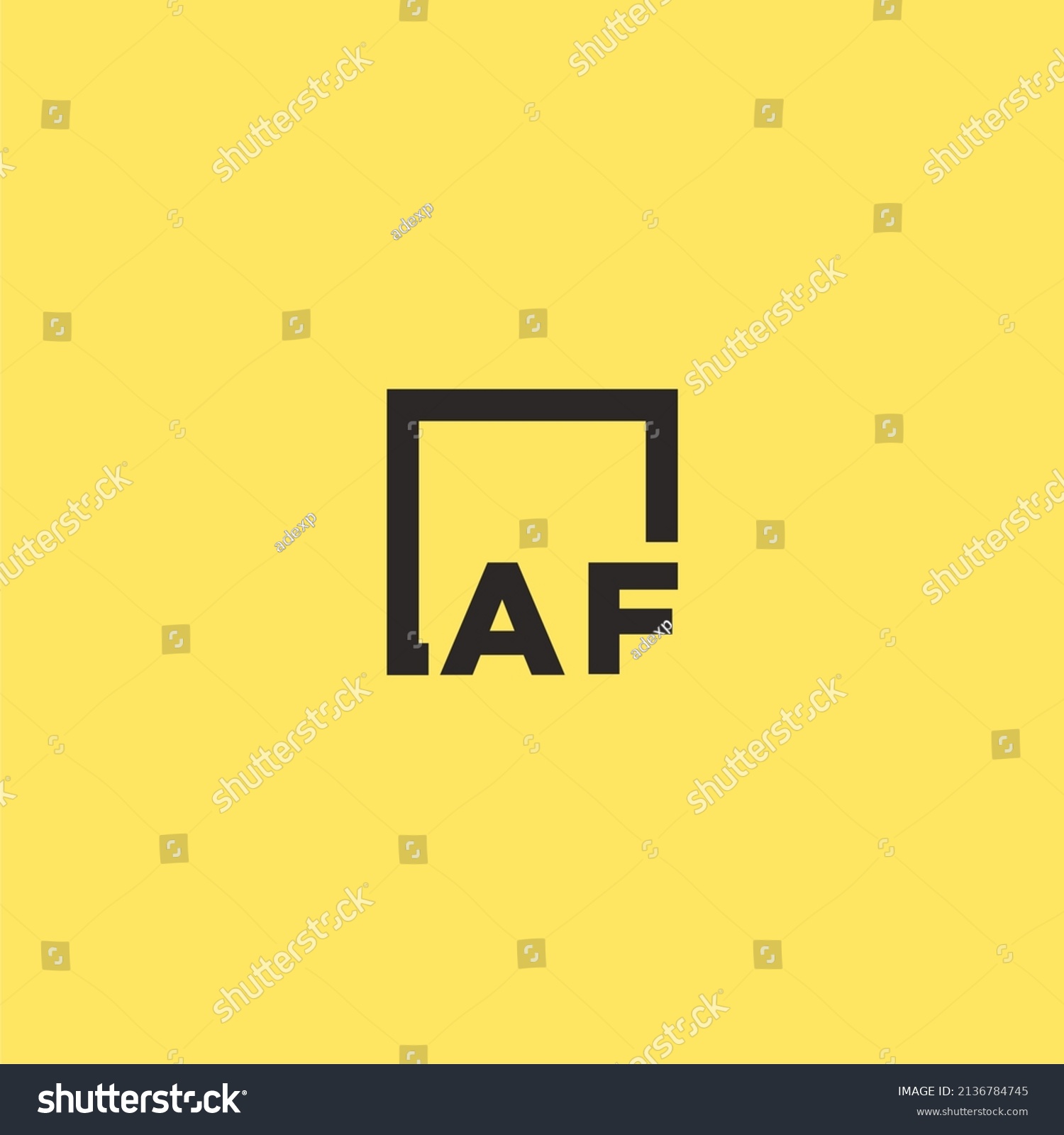 AF Initial Monogram Logo With Square Style Royalty Free Stock Vector