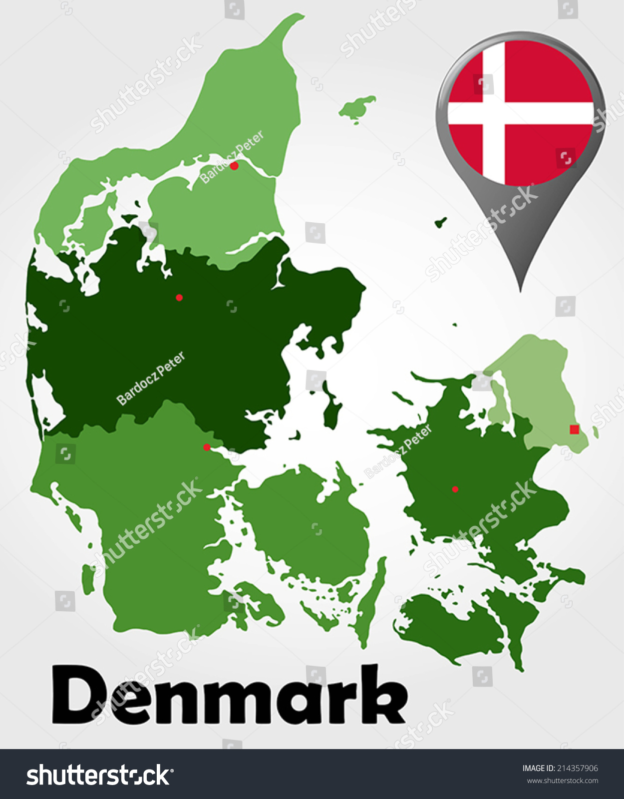 Denmark Political Map With Green Shades And Map Royalty Free Stock