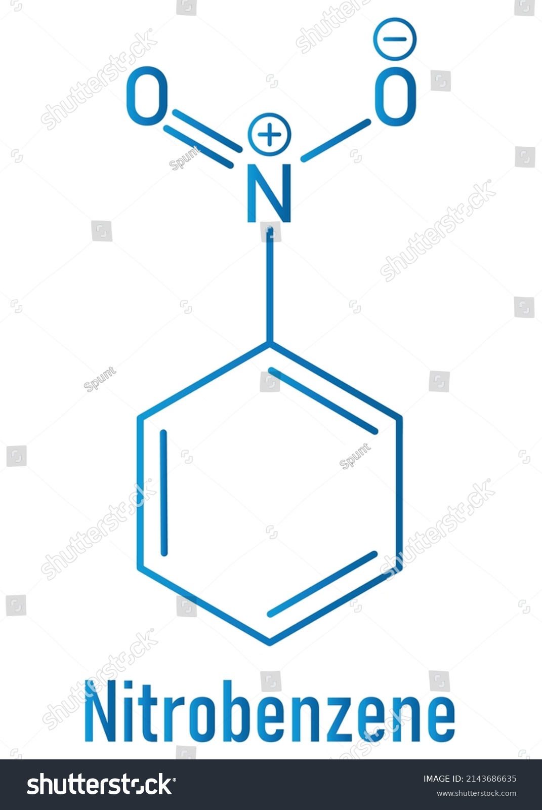 Nitrobenzene Solvent Molecule Skeletal Formula Royalty Free Stock