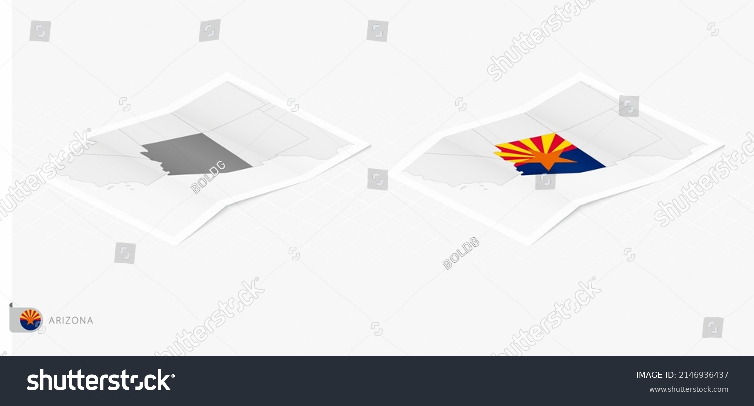 Set Of Two Realistic Map Of Arizona With Shadow Royalty Free Stock