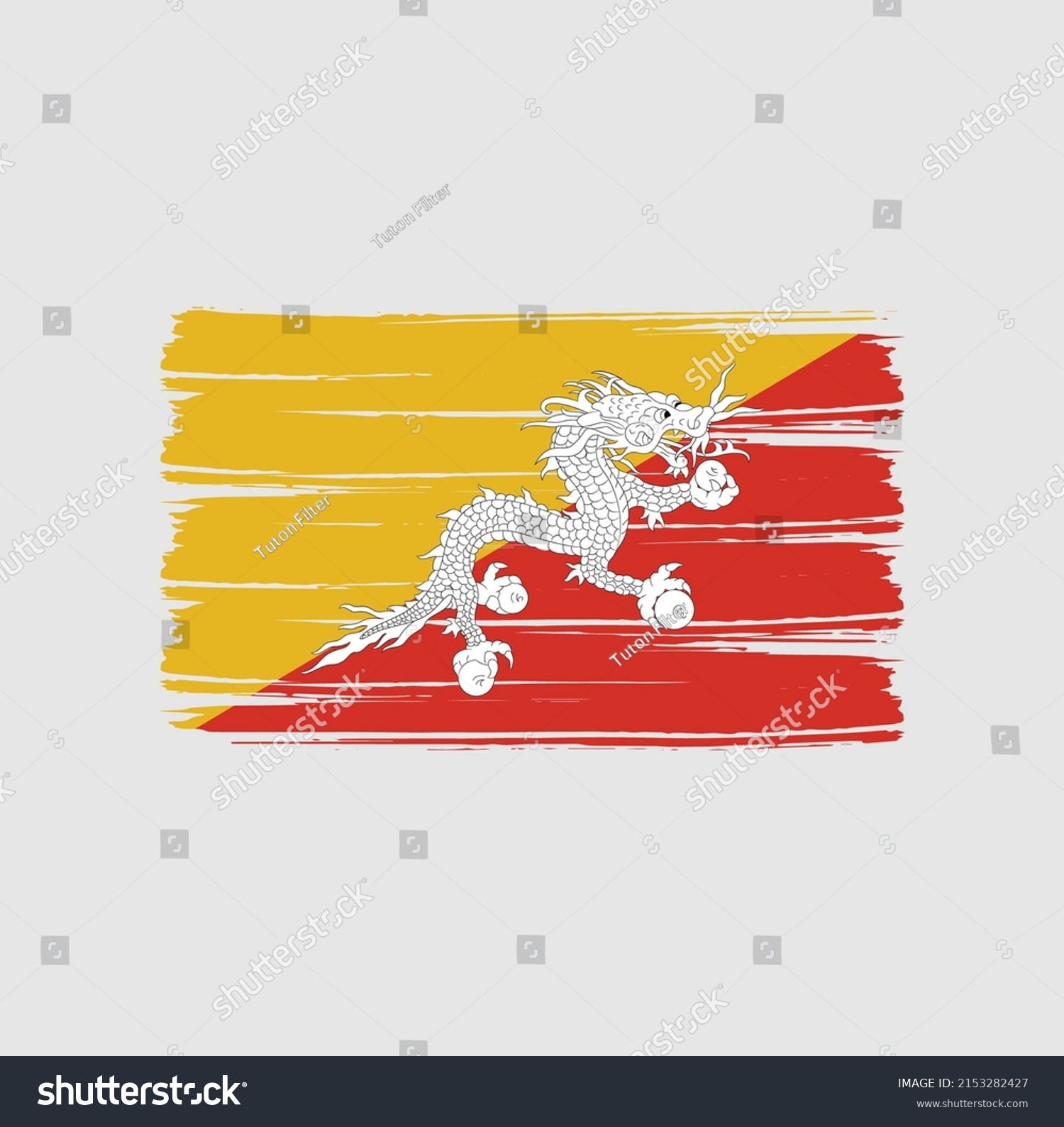 Bhutan Flag Brush National Flag Royalty Free Stock Vector