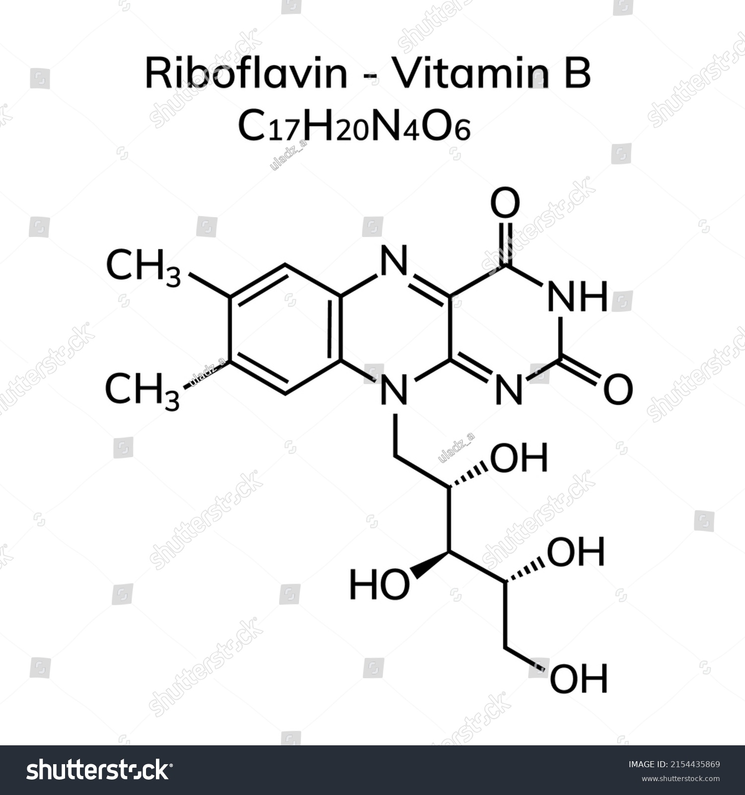 Structural Chemical Formula Of Riboflavin Royalty Free Stock Vector