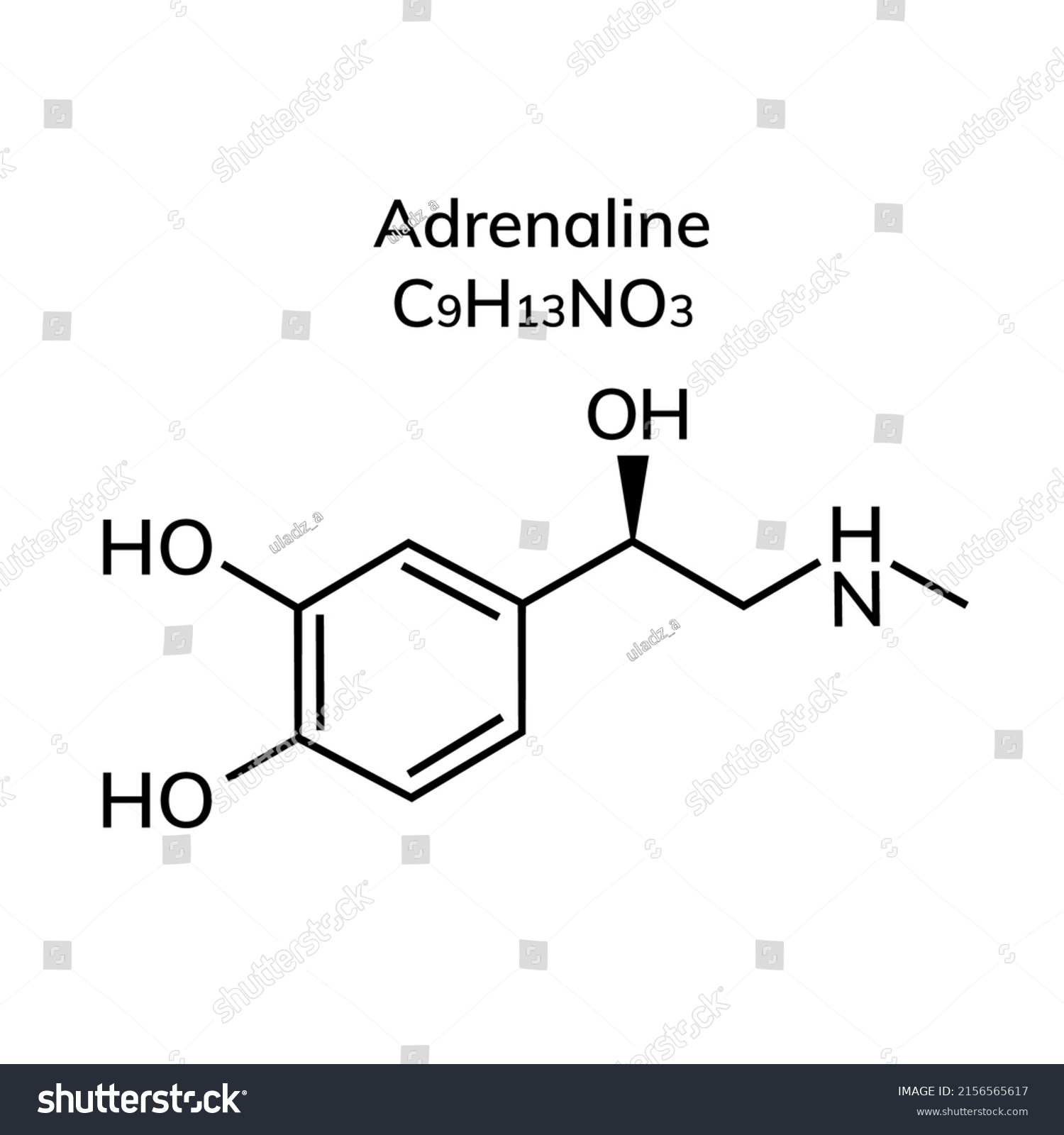 Structural Chemical Formula Of Adrenaline Royalty Free Stock Vector