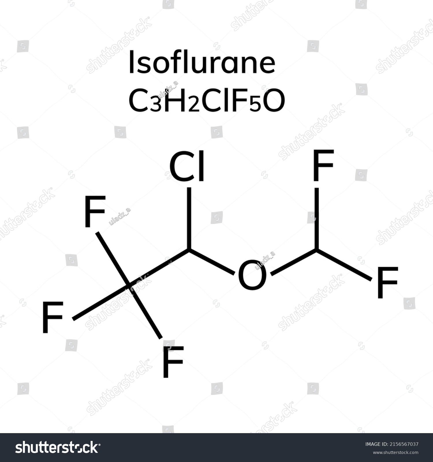 Structural Chemical Formula Of Isoflurane Royalty Free Stock Vector