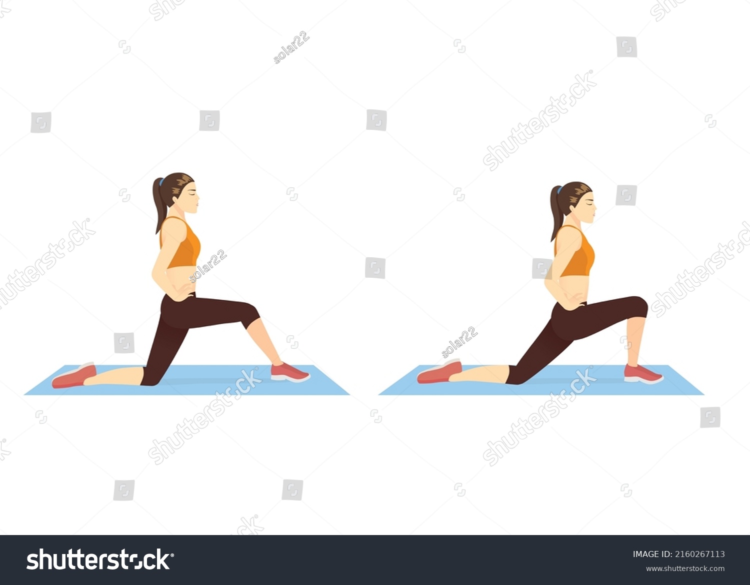 Women Doing Hip Flexor Stretch Pose For Exercise Royalty Free Stock