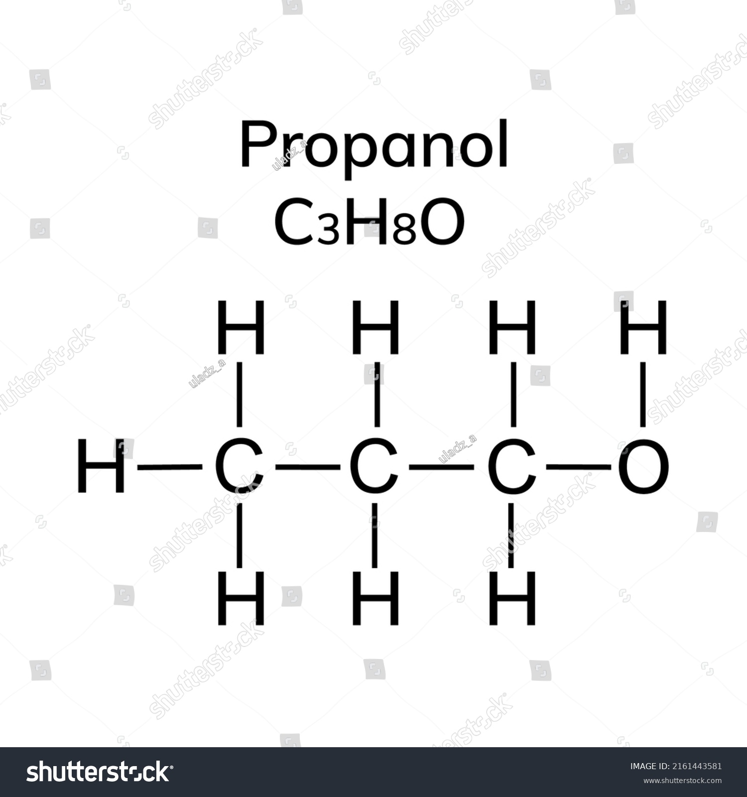 Chemical Structural Formula Of Propanol Royalty Free Stock Vector