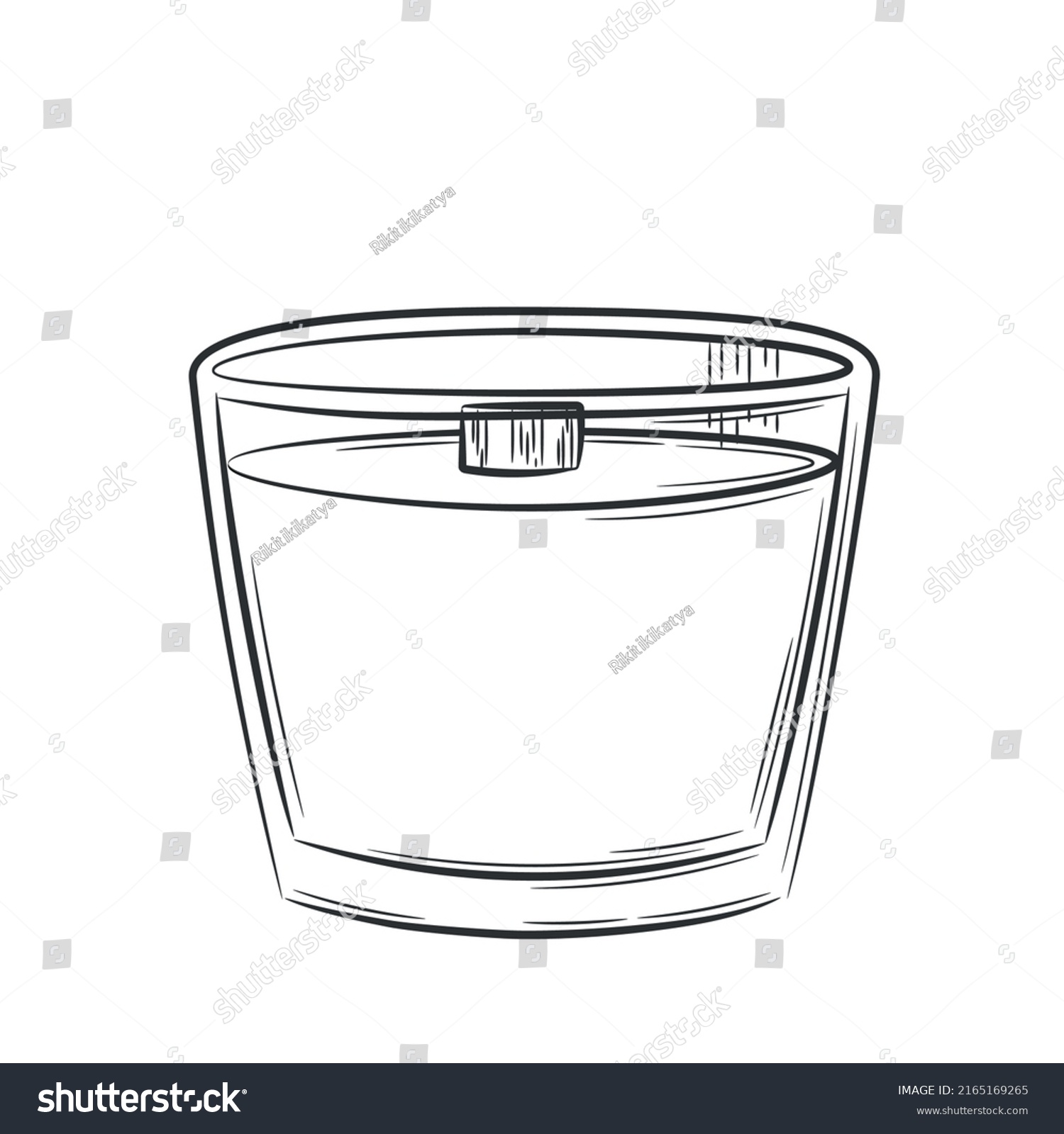 Hand Drawn Wax Candle In A Glass Candlestick Royalty Free Stock