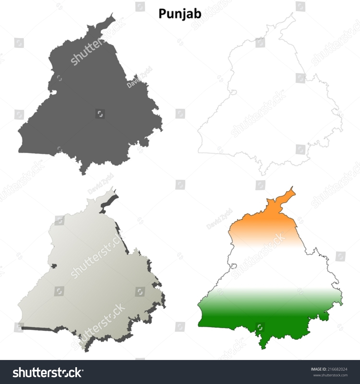 Punjab Blank Detailed Outline Map Set Vector Royalty Free Stock