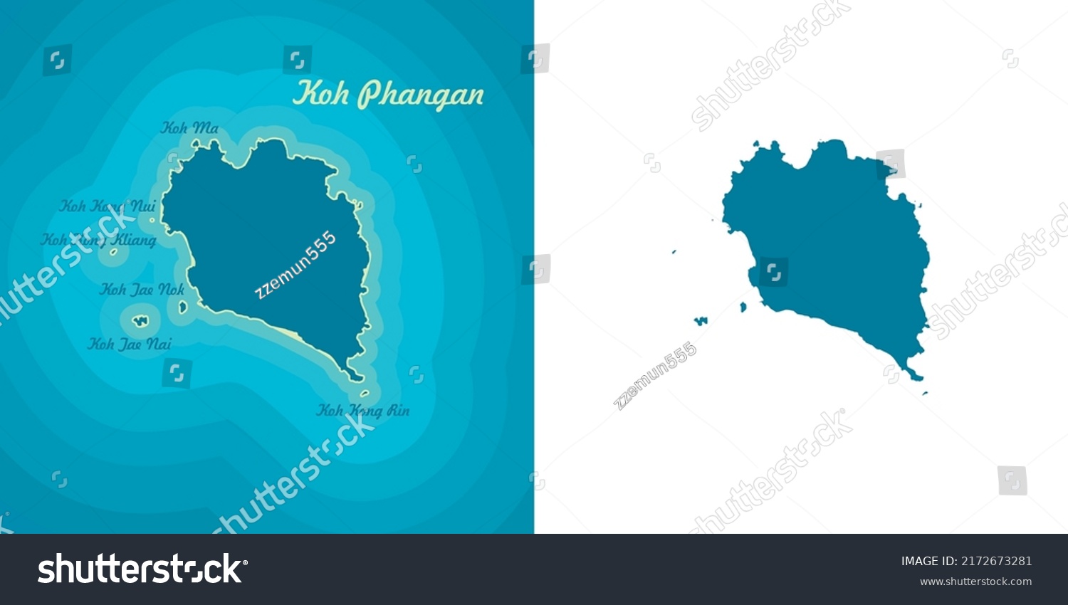 Vector Map Of Koh Phangan Vector Map Thailand Royalty Free Stock