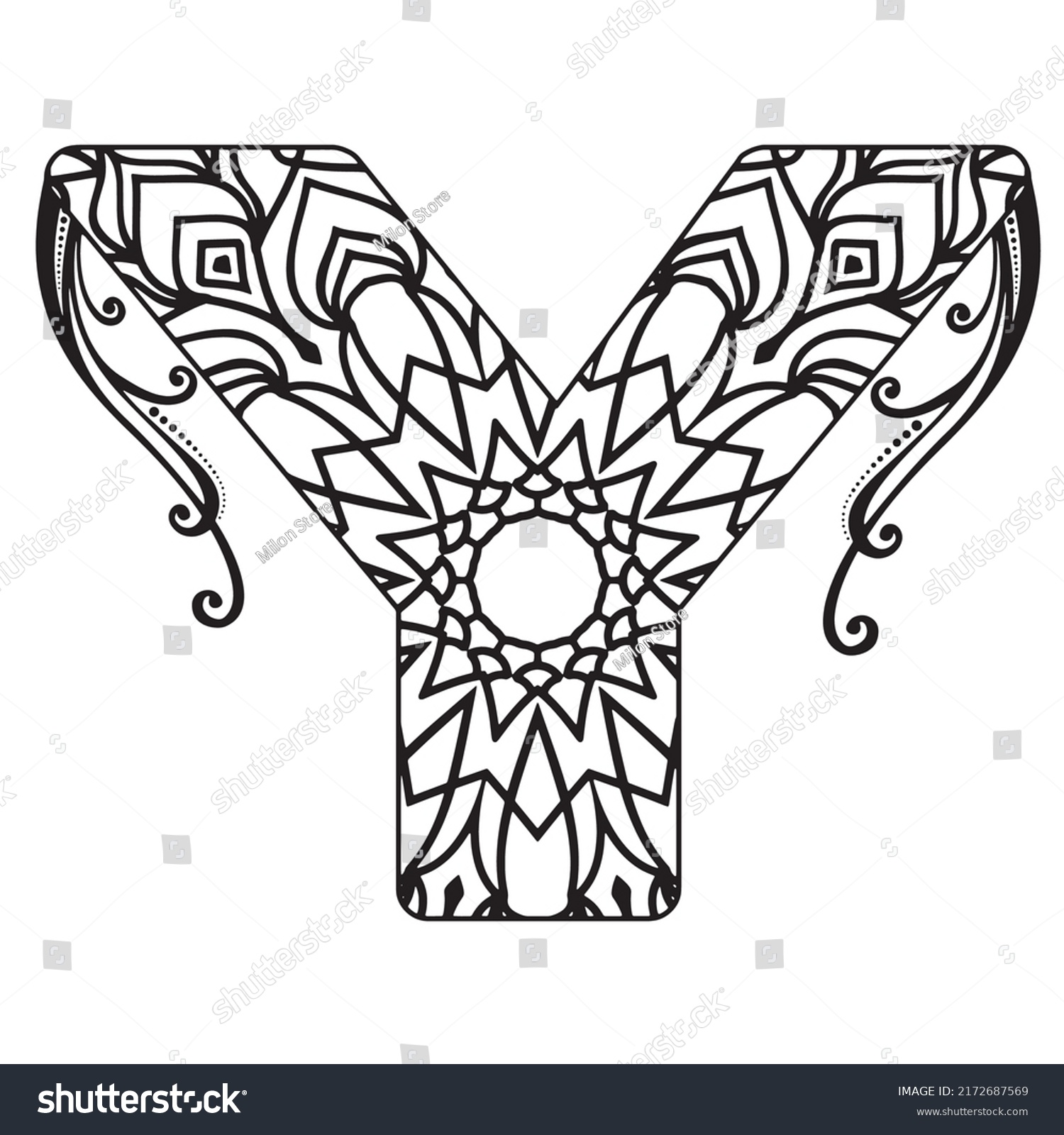 Zentangle Stylized Alphabet Mandala Letter Royalty Free Stock