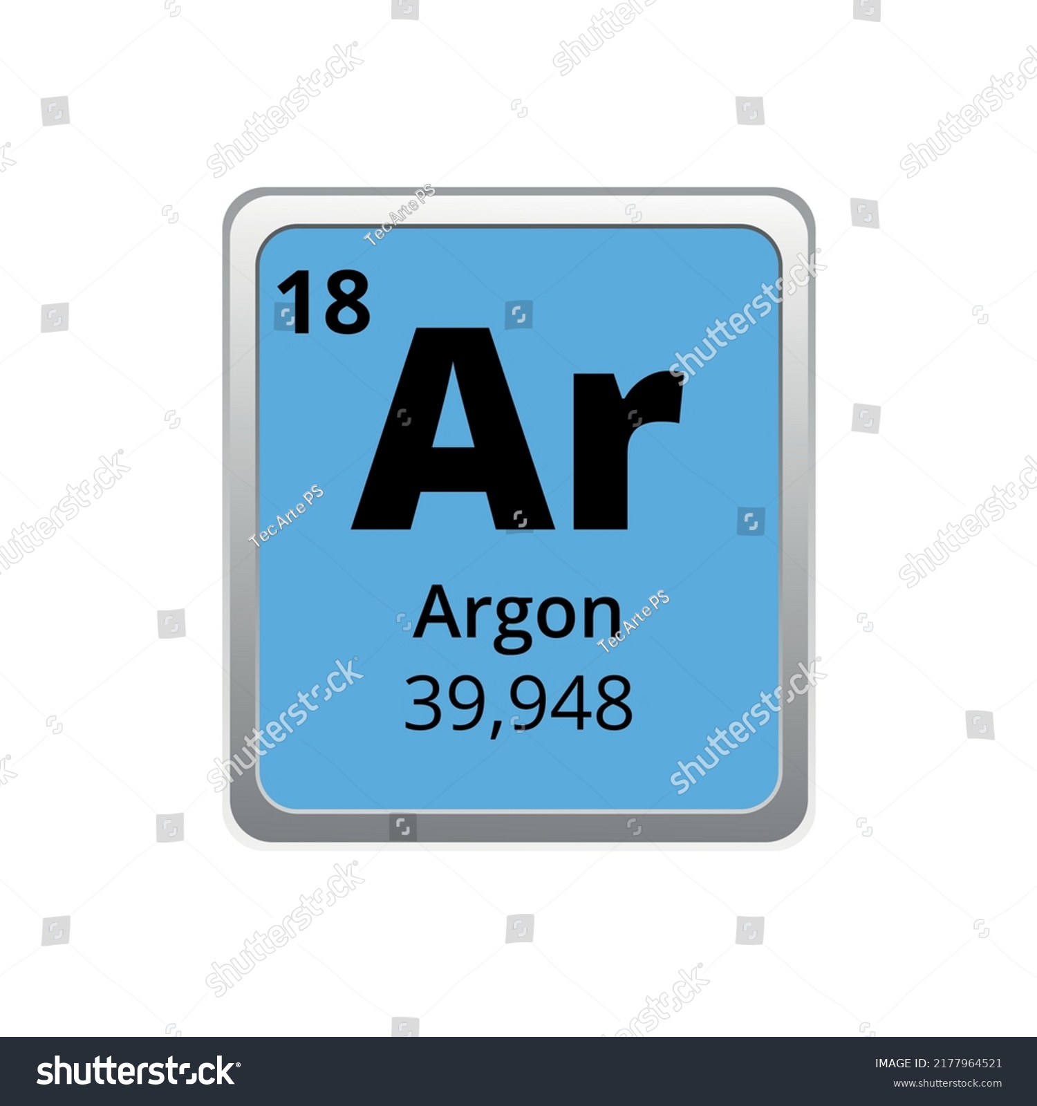 Periodic Table Element Argon Icon On White Royalty Free Stock Vector