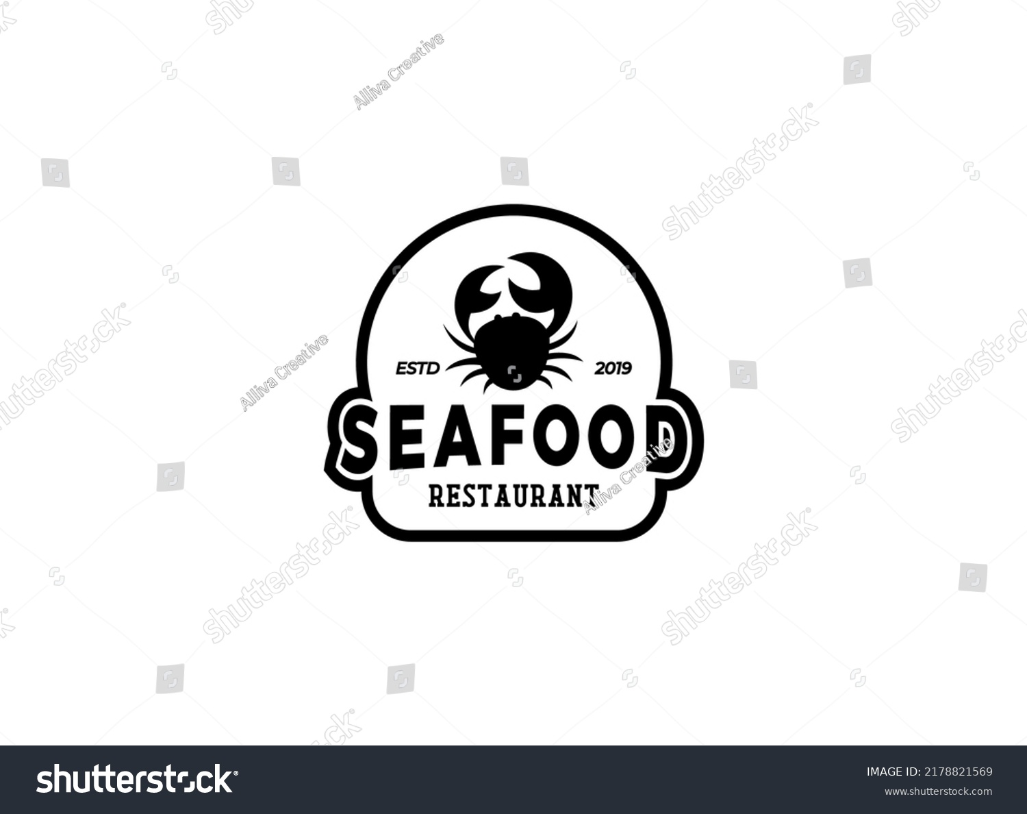 Seafood Restaurant Logo Design Template Seafood Royalty Free Stock