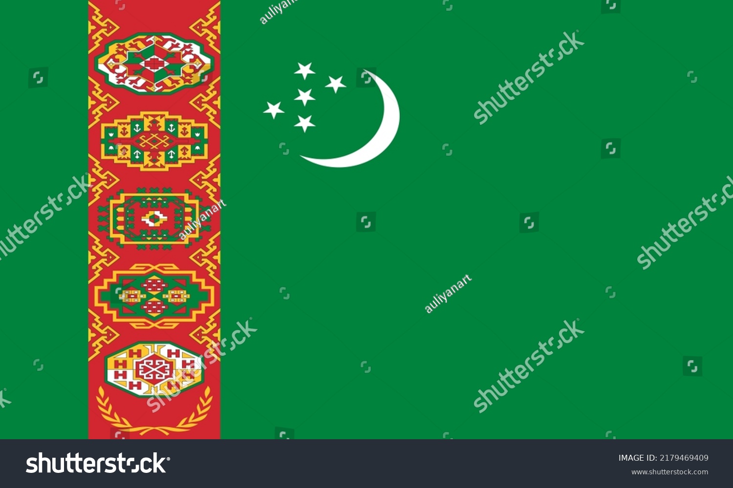 Flag Of Turkmenistan Illustration Vector Of Royalty Free Stock