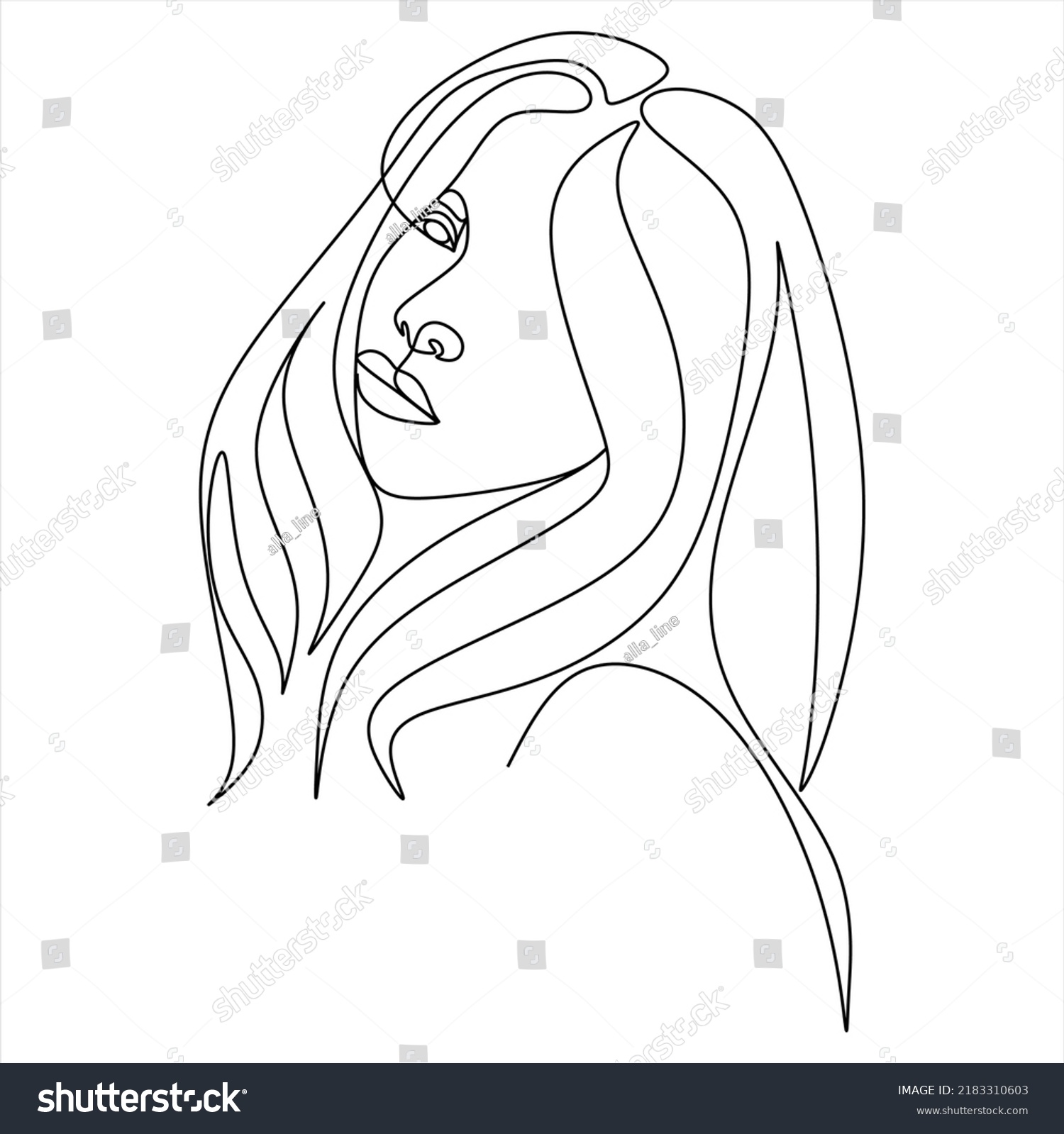 Sural Faces Continuous Line Drawing Of Set Royalty Free Stock Vector