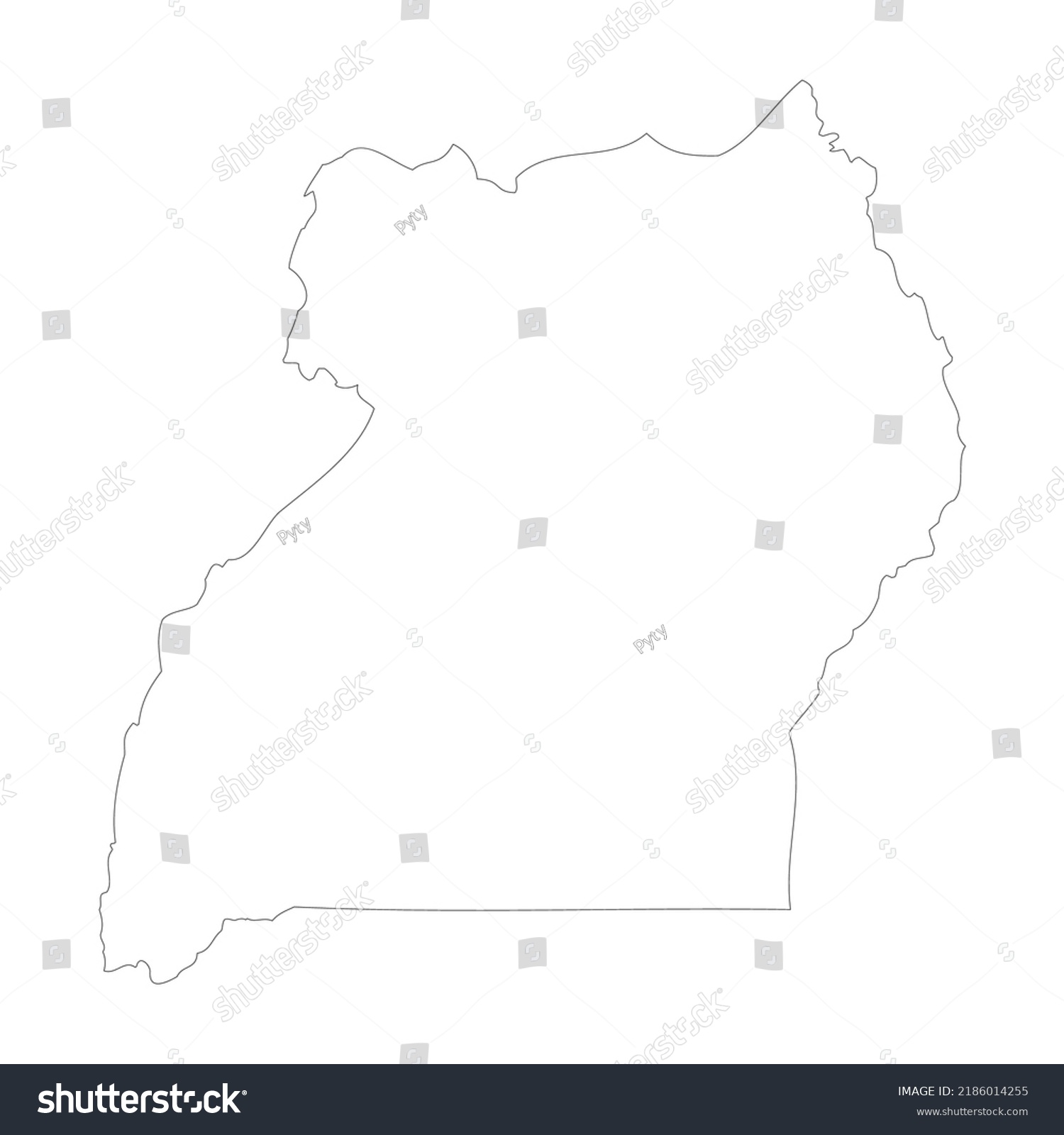 Uganda Vector Country Map Outline Royalty Free Stock Vector