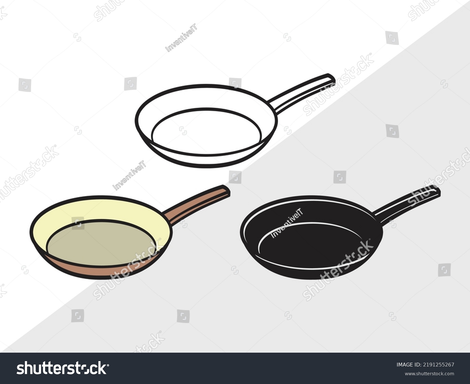 Frying Pan Clipart SVG Printable Vector Royalty Free Stock Vector