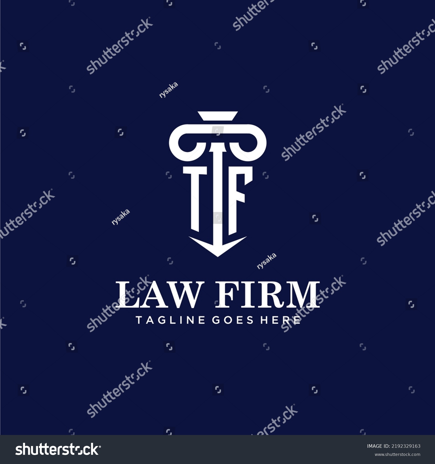 TF Initial Monogram Logo Lawfirm With Pillar Royalty Free Stock