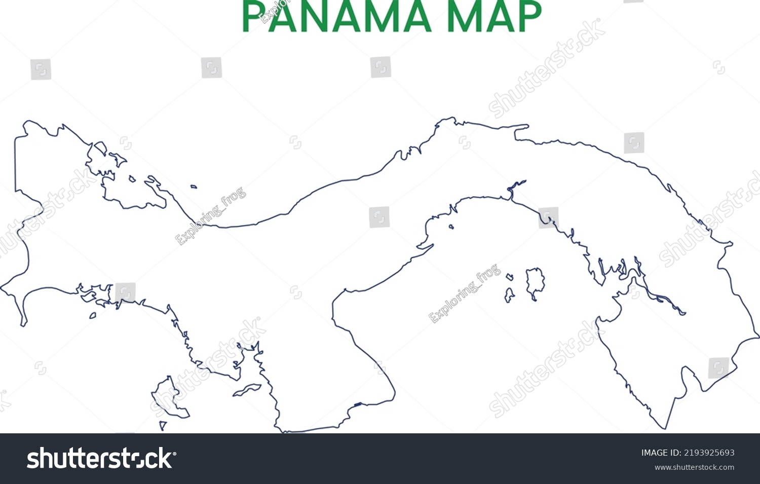 High Detailed Map Of Panama Outline Map Of Royalty Free Stock Vector