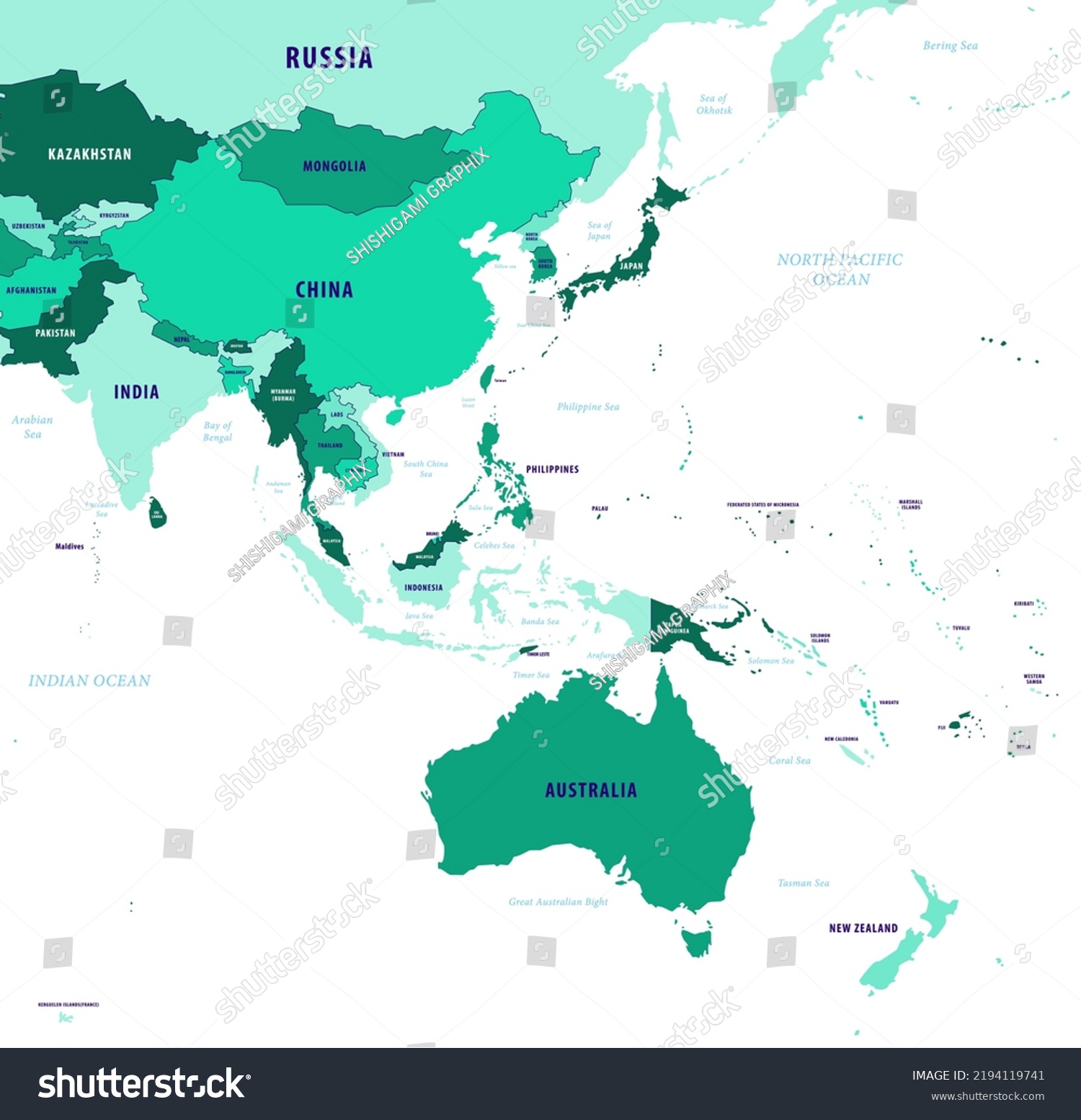 Vector Of Pacific Asia Map Royalty Free Stock Vector