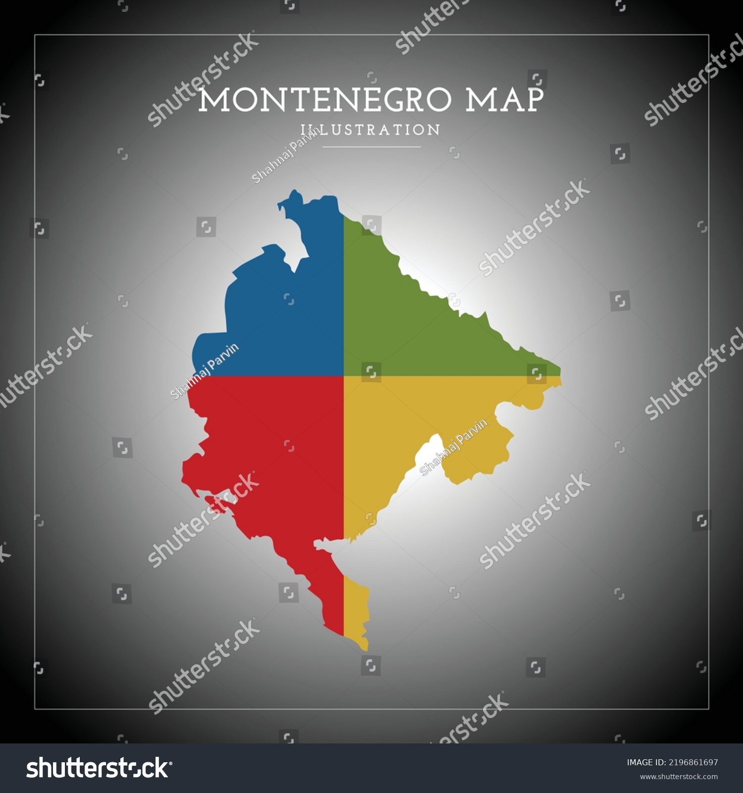 3D Montenegro Map Vector Illustration Royalty Free Stock Vector